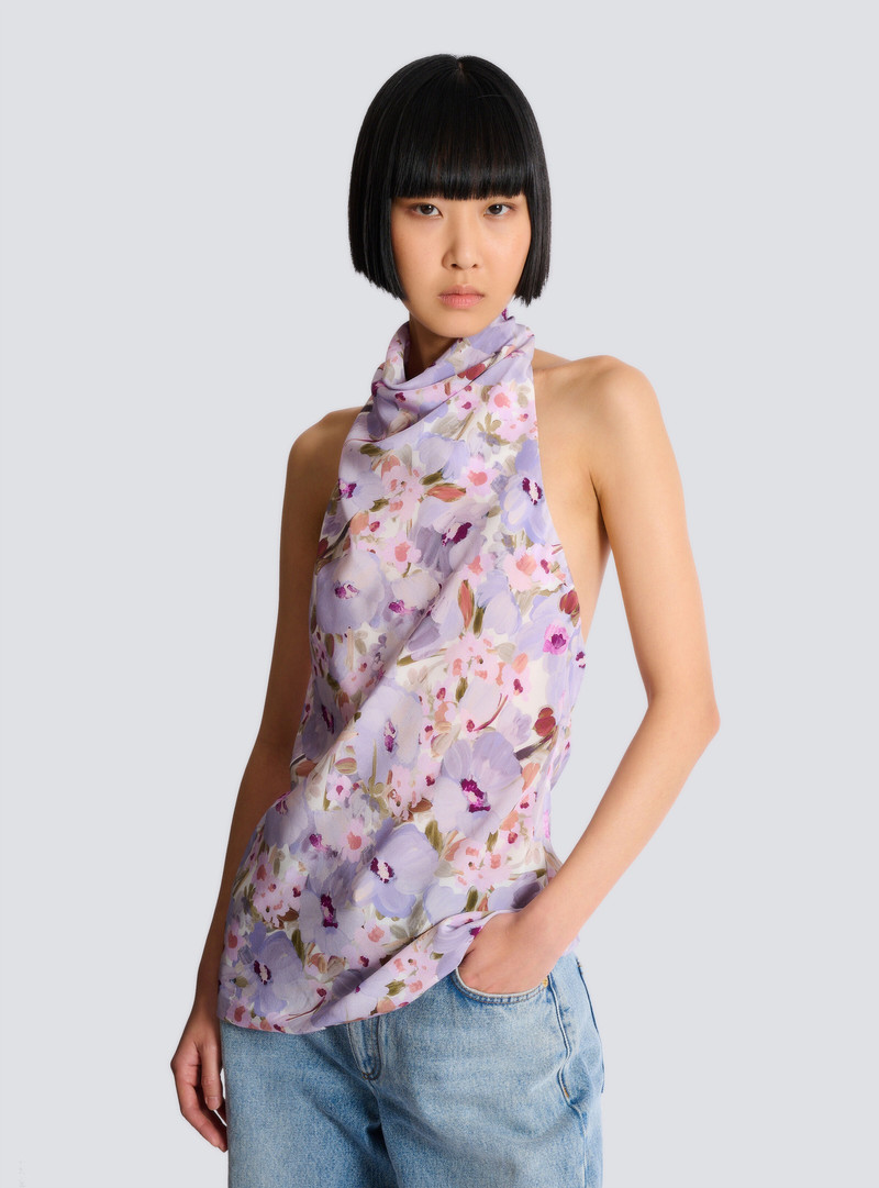 Sleeveless top with Poppy Flower print 6