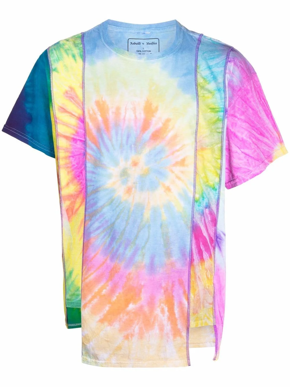 tie dye-print panelled T-shirt - 1