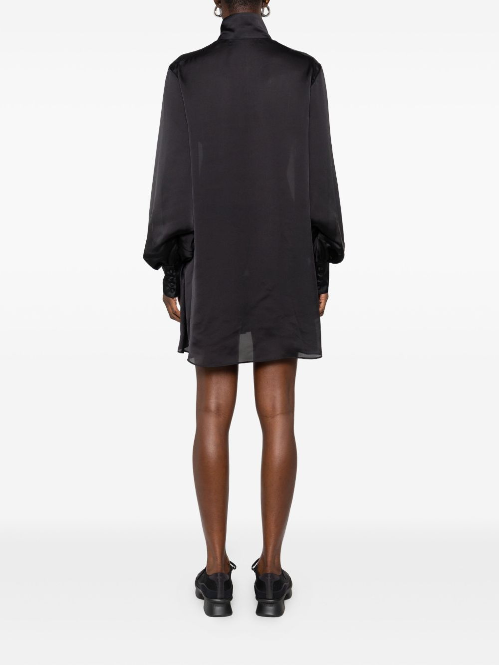 high-neck draped mini dress - 4