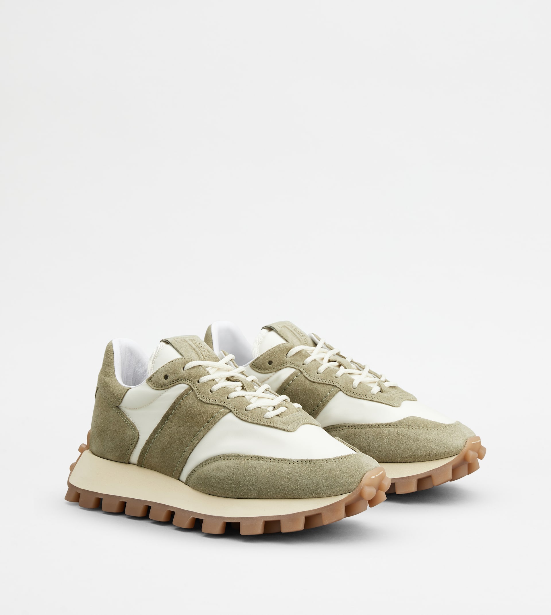SNEAKERS TOD'S 1T IN SUEDE AND FABRIC - GREEN, OFF WHITE - 3