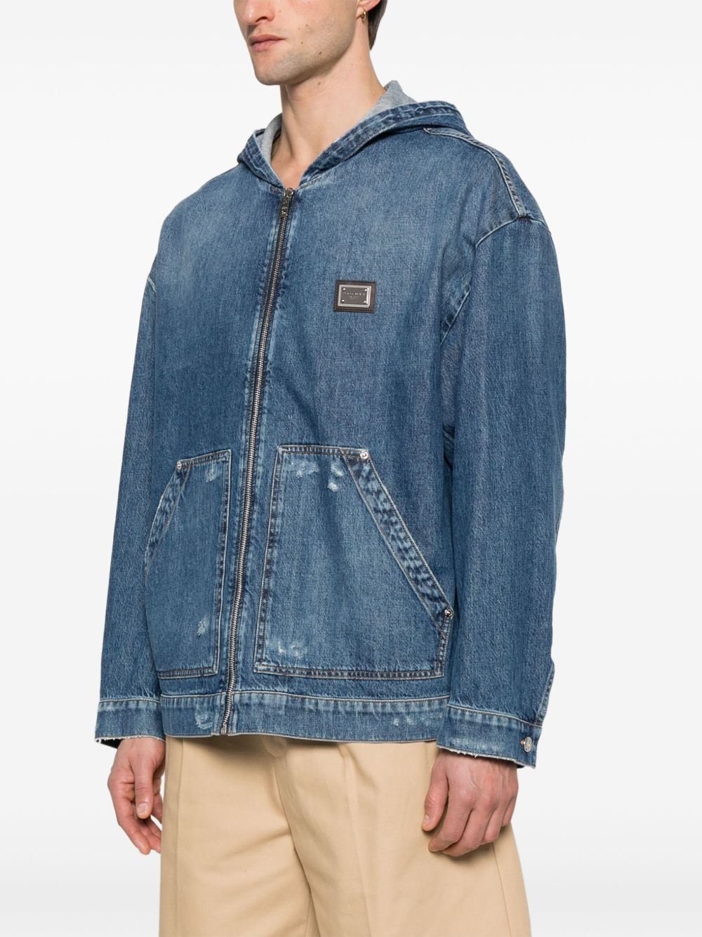hooded denim jacket - 3