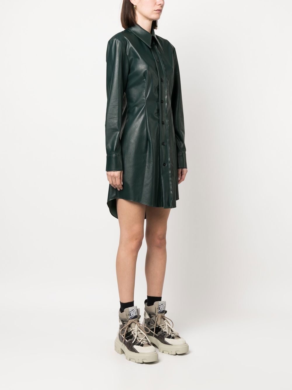 faux-leather shirt dress - 3