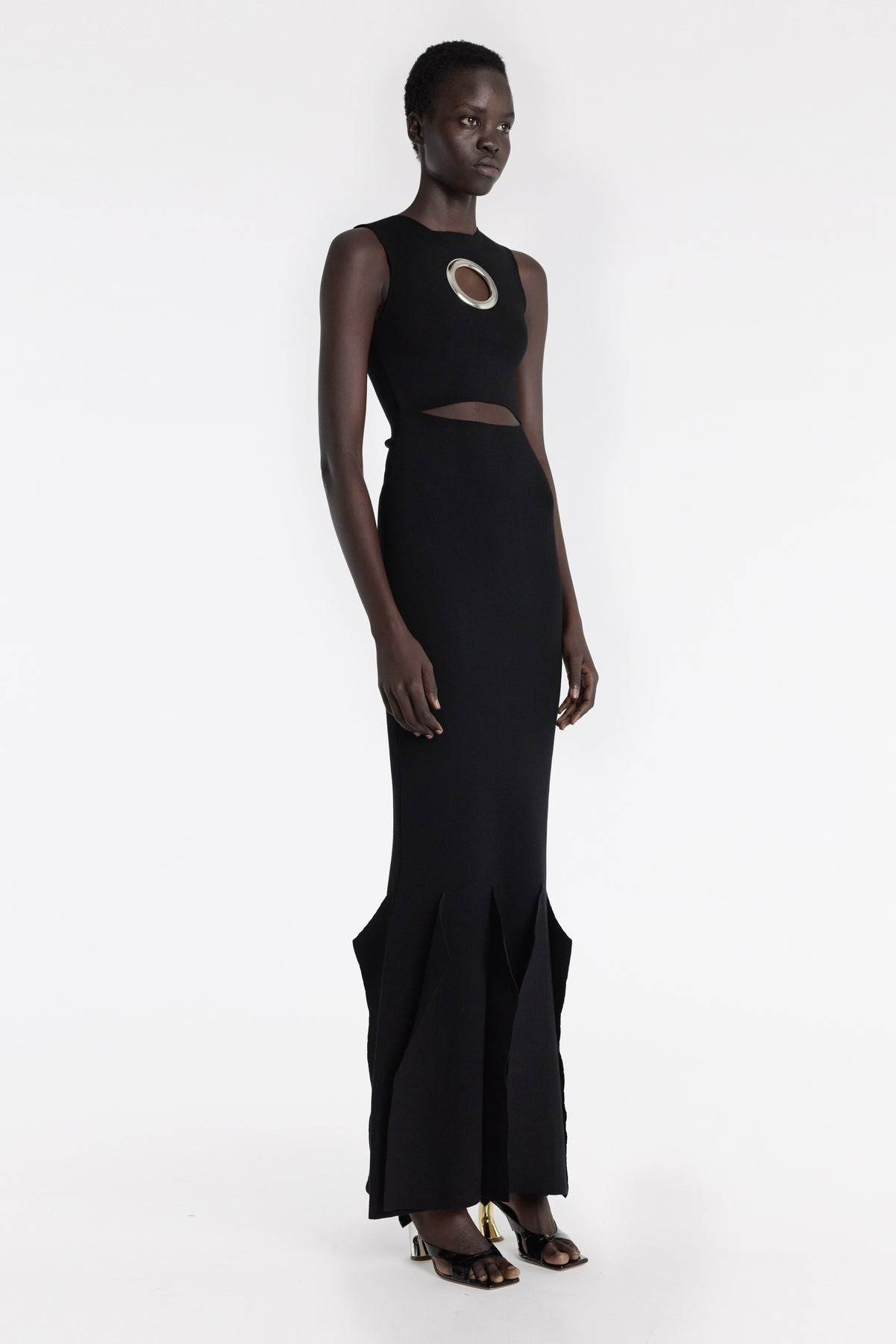 KNIT DRESS WITH HEM PANEL DETAIL BLACK - 2