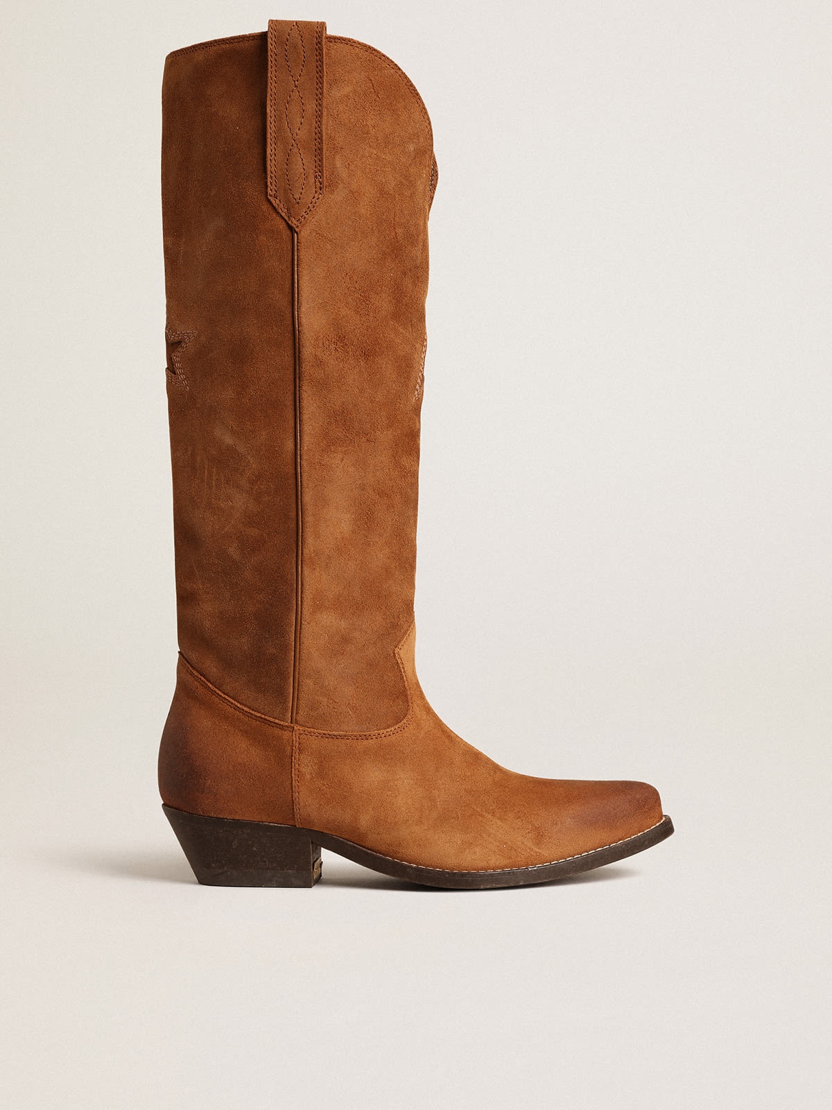 Wish Star boots in cognac suede with tone-on-tone inlay star - 1