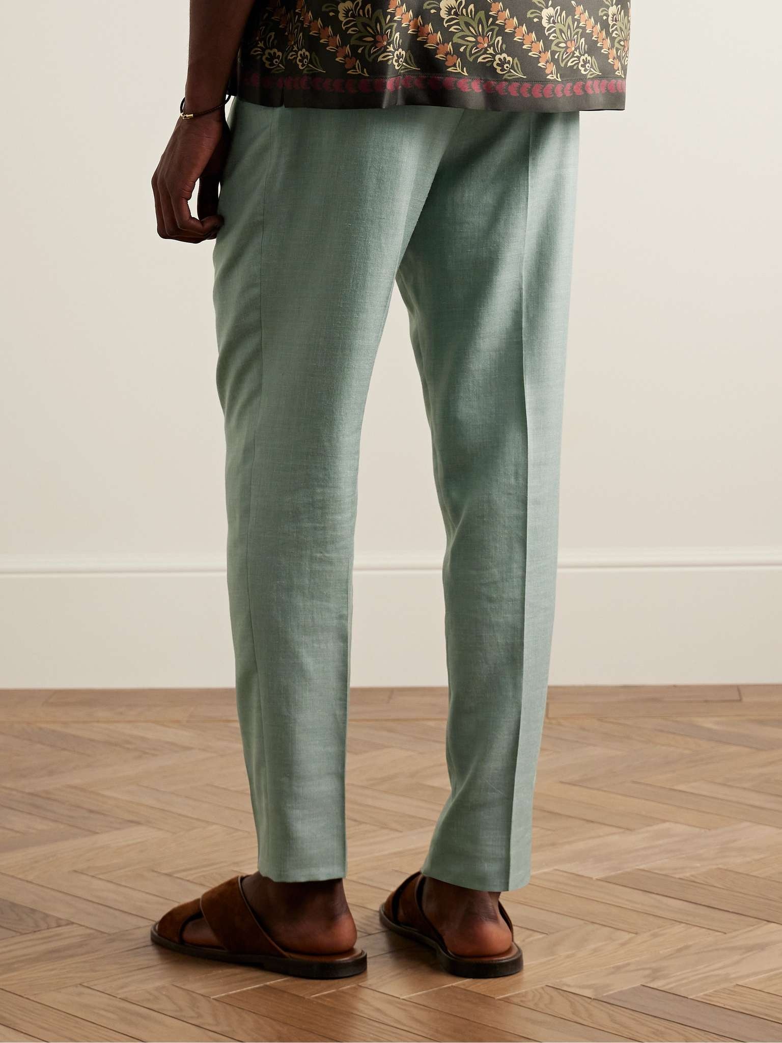 Ischia Slim-Fit Pleated Silk, Cashmere and Linen-Blend Suit Trousers - 3