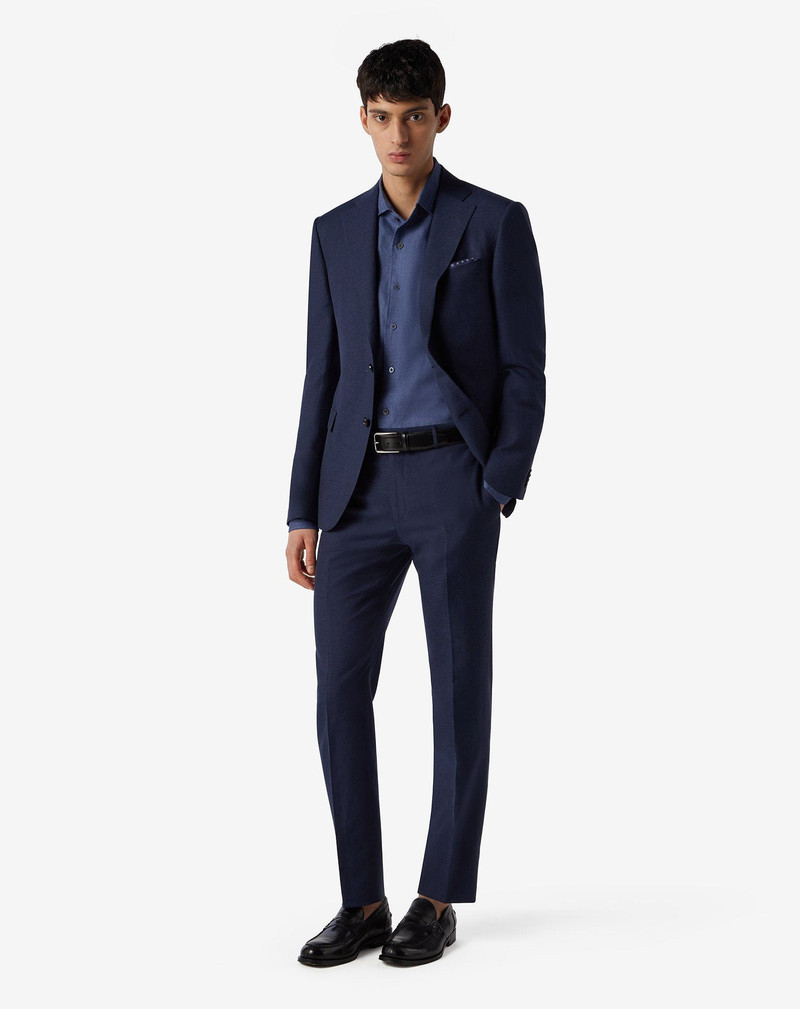 CORNELIANI Blue wool and linen suit outlook