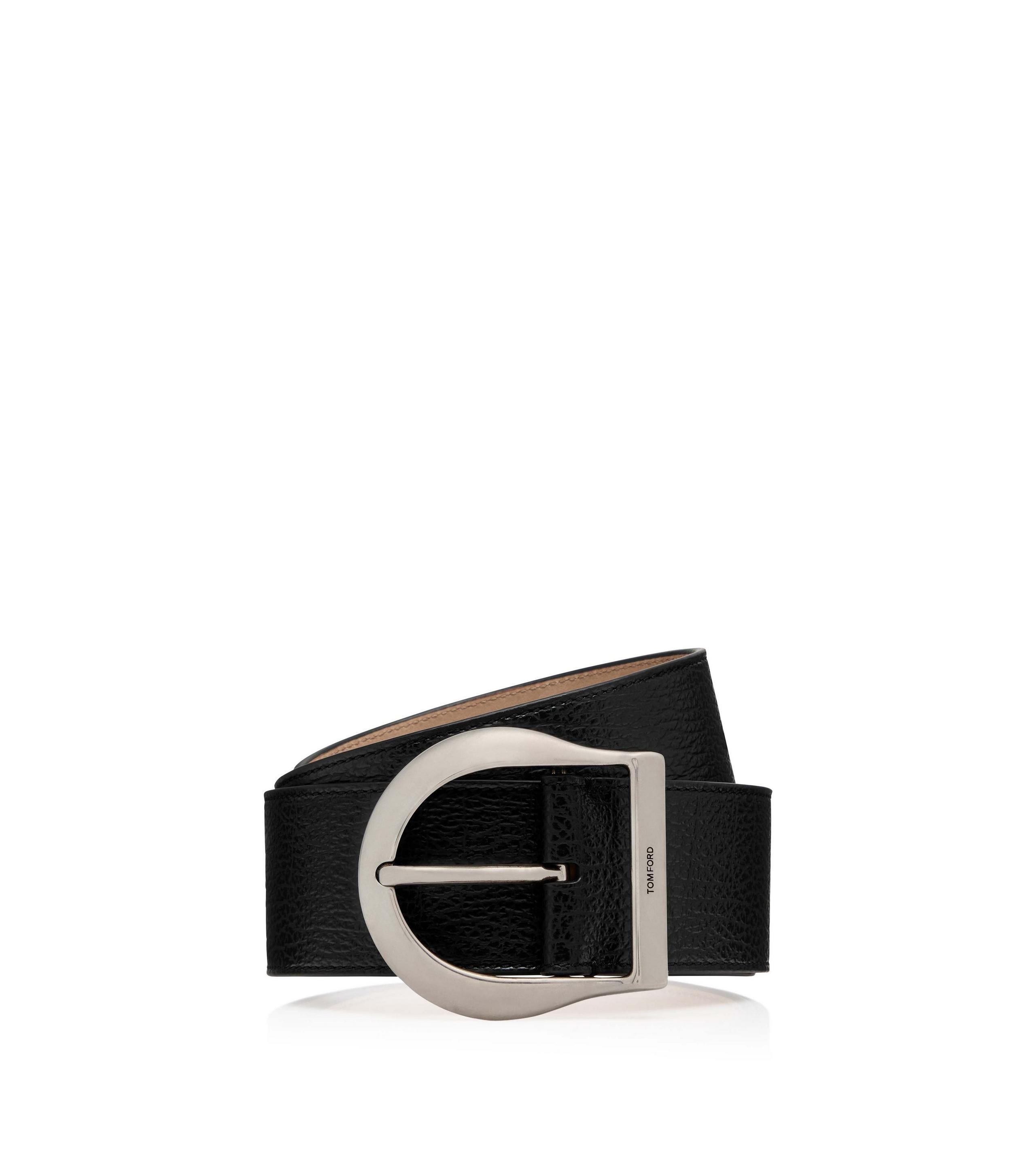 GRAIN LEATHER WESTERN JEANS BELT - 1