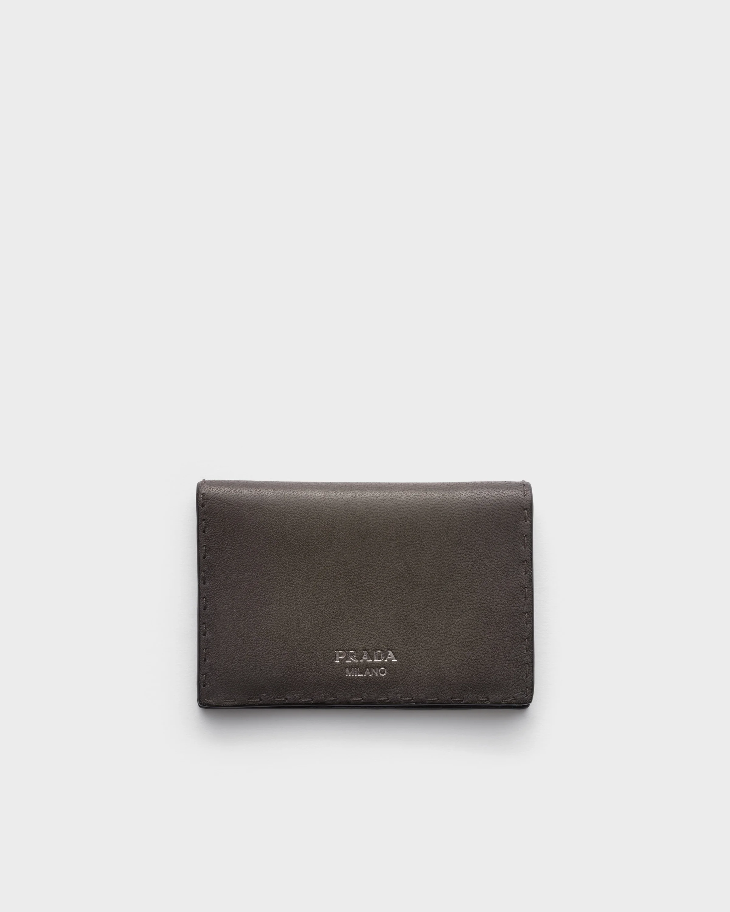 Antiqued leather card holder - 1