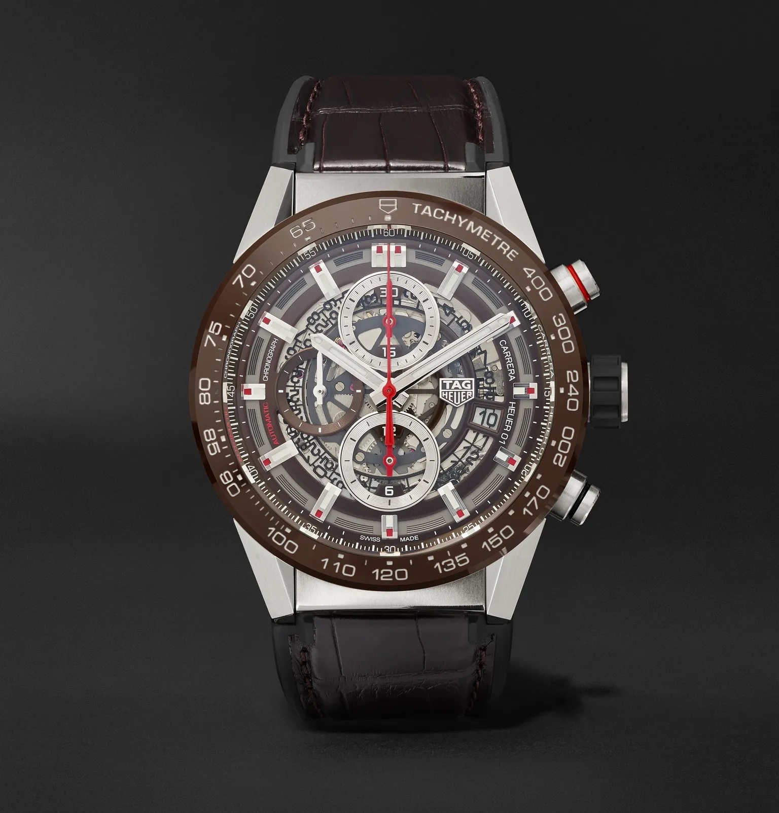 Carrera Automatic Chronograph 43mm Stainless Steel, Ceramic and Alligator Watch, Ref. No. CAR201U.FC - 1