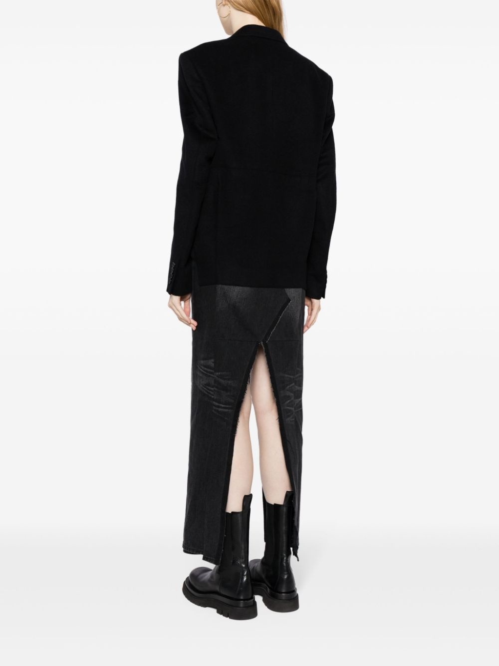 panelled V-neck coat - 4