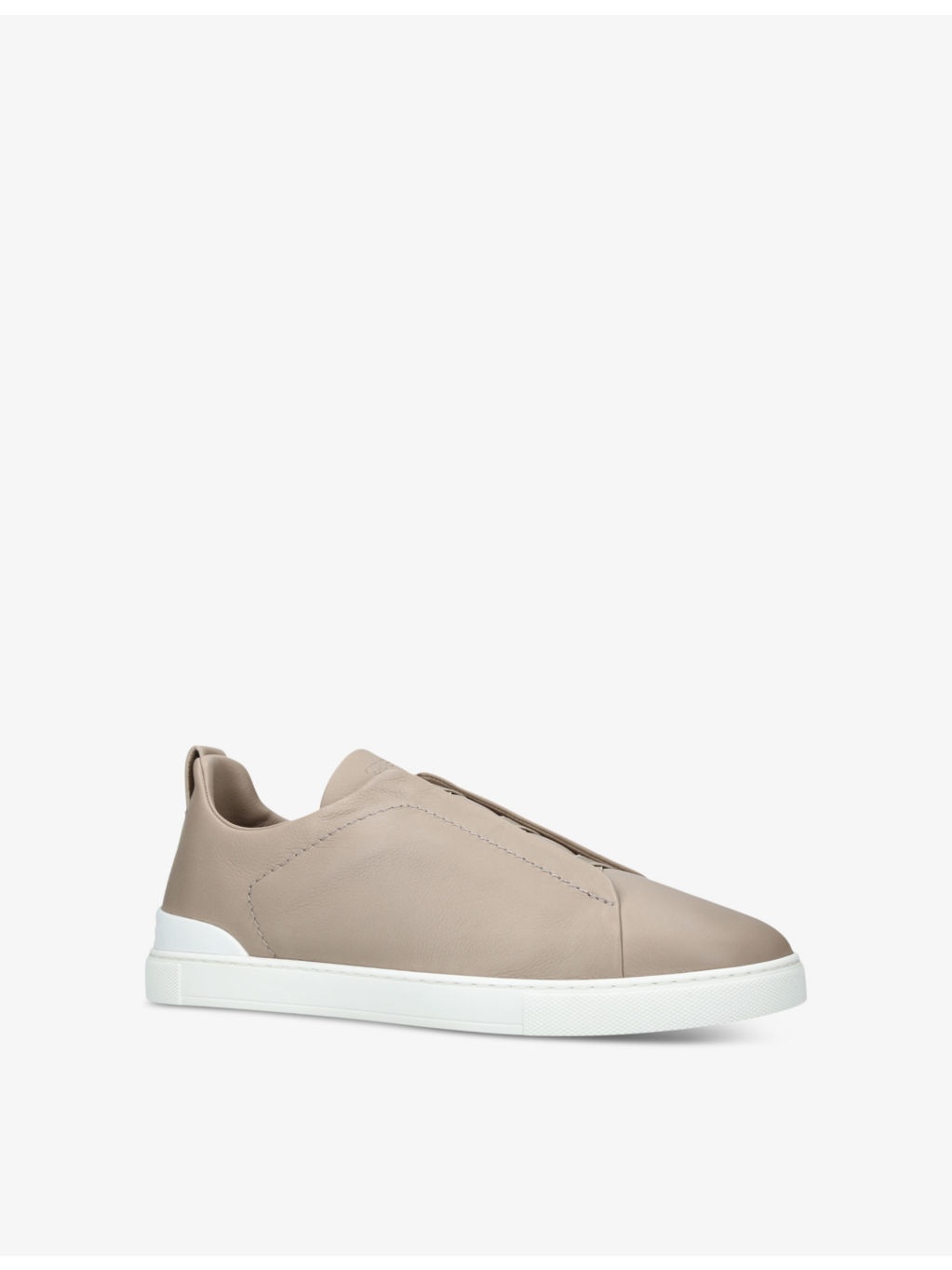 Triple-stitch low-top leather trainers - 3