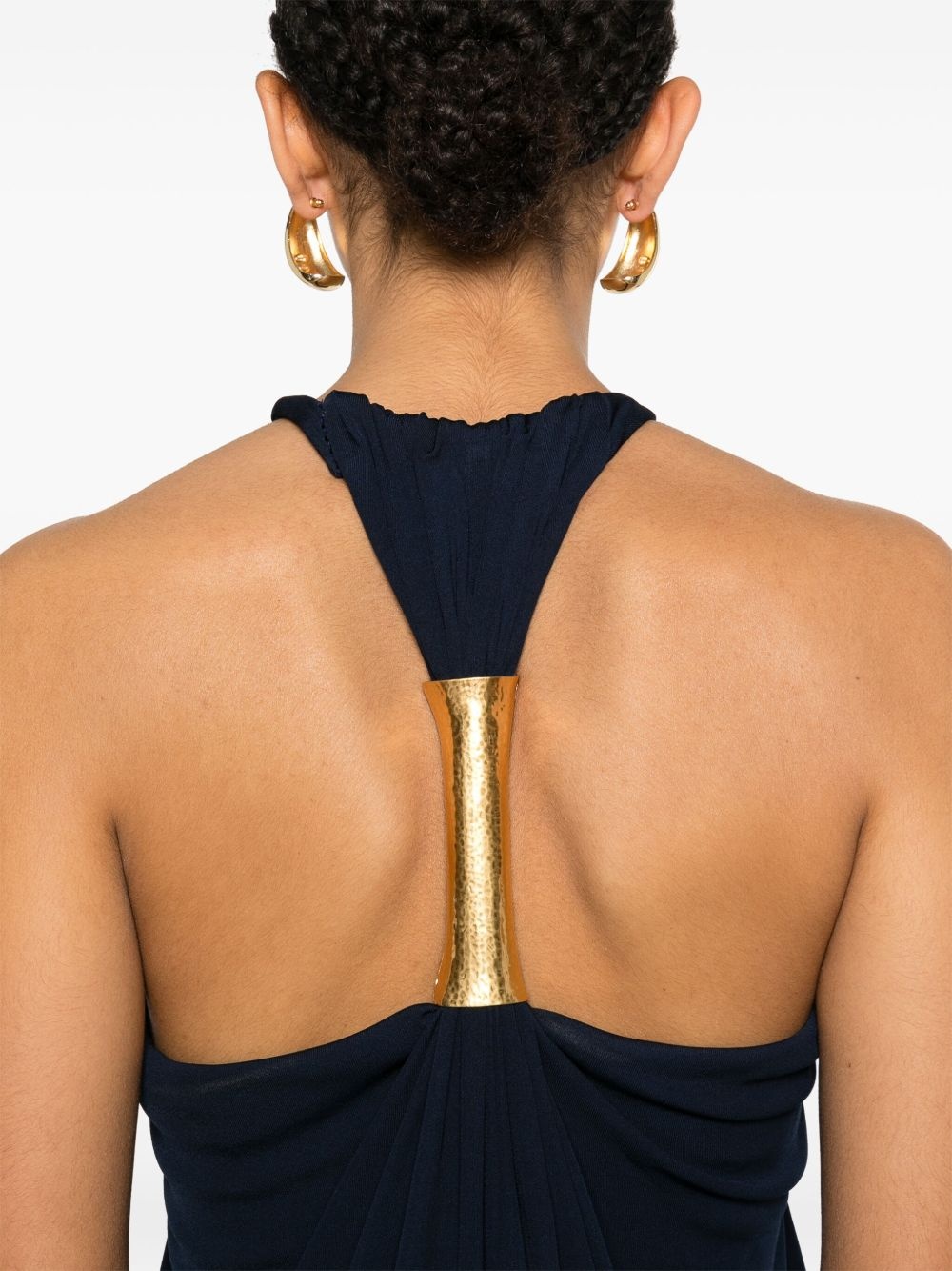 halterneck crepe evening gown - 5