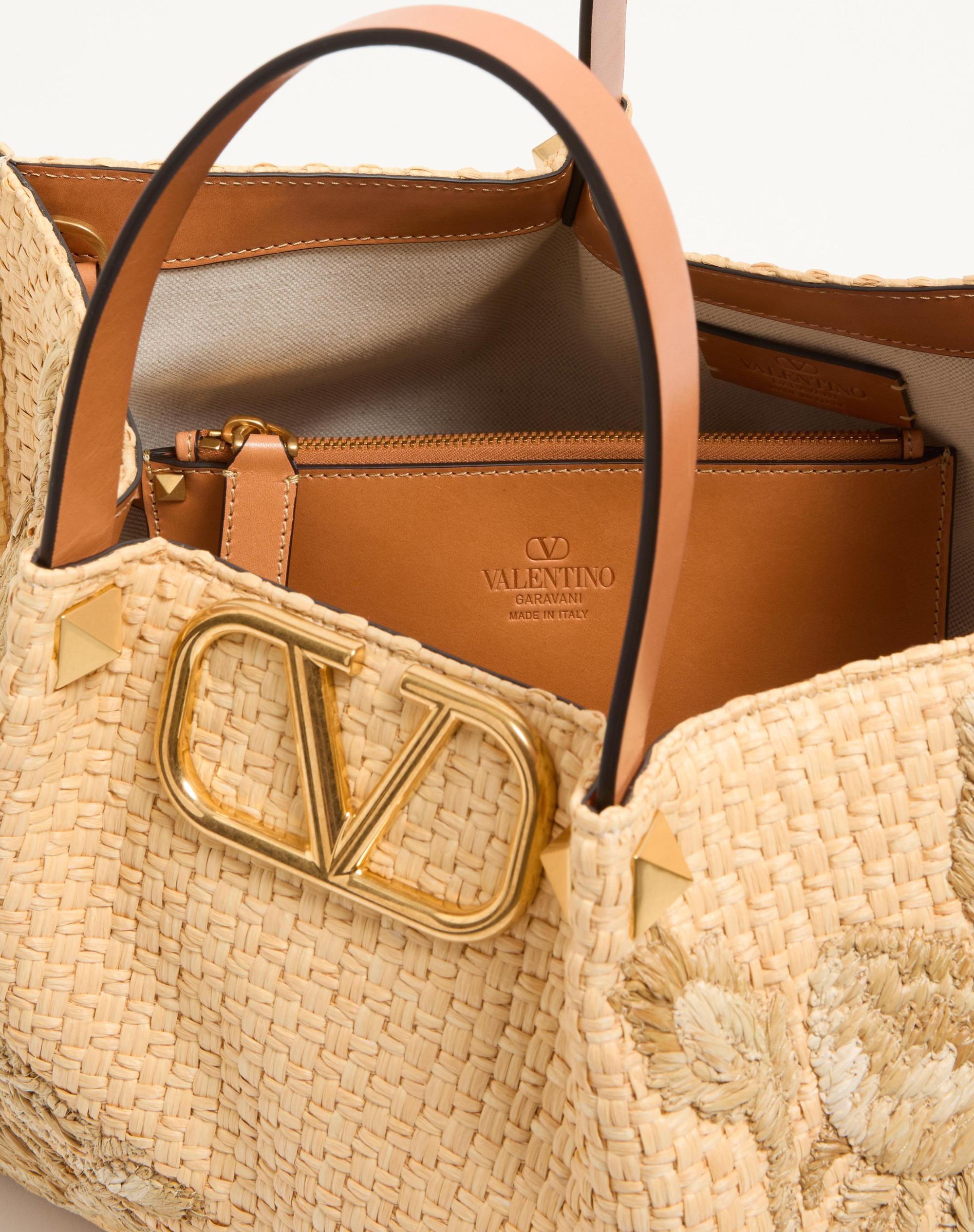 MEDIUM SHOPPING BAG IN SYNTHETIC RAFFIA WITH FLORAL EMBROIDERY - 6