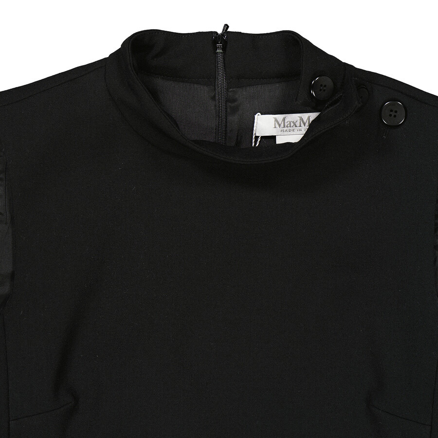Max Mara Ladies Black Fauno Wool Colorblocked Shift Minidress - 7