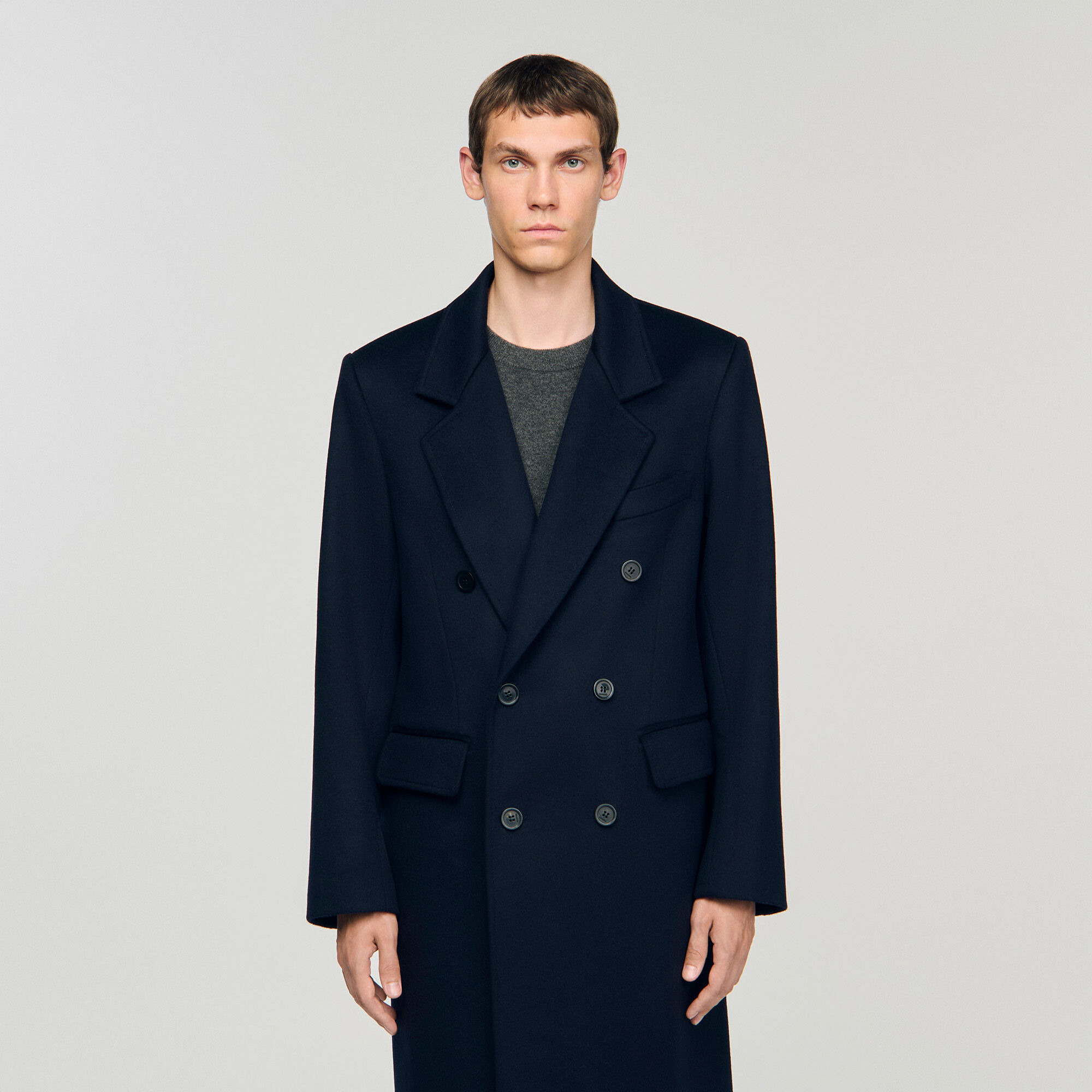 DOUBLE-BREASTED WOOL COAT - 4