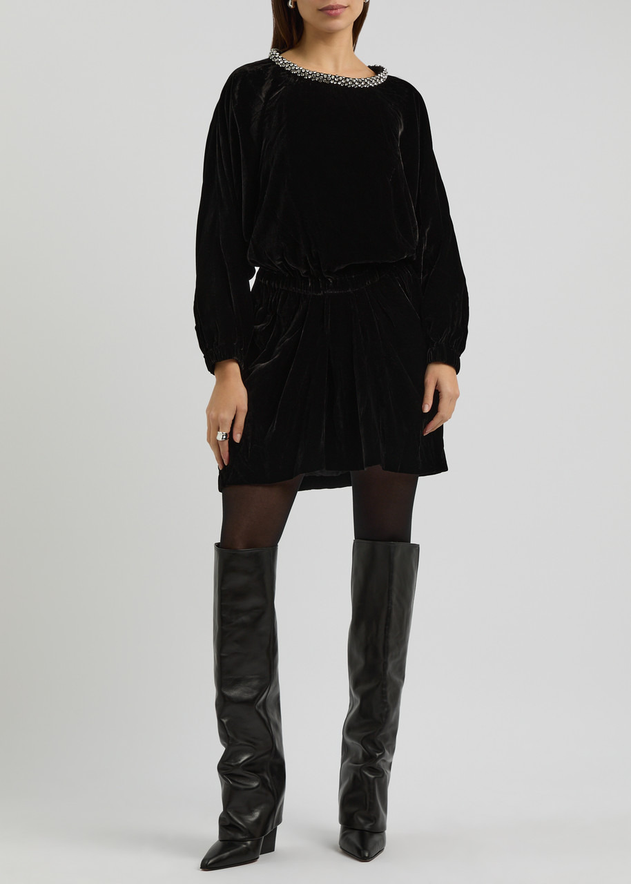 Isabel Marant Beniga Embellished Velvet Midi Dress - 4