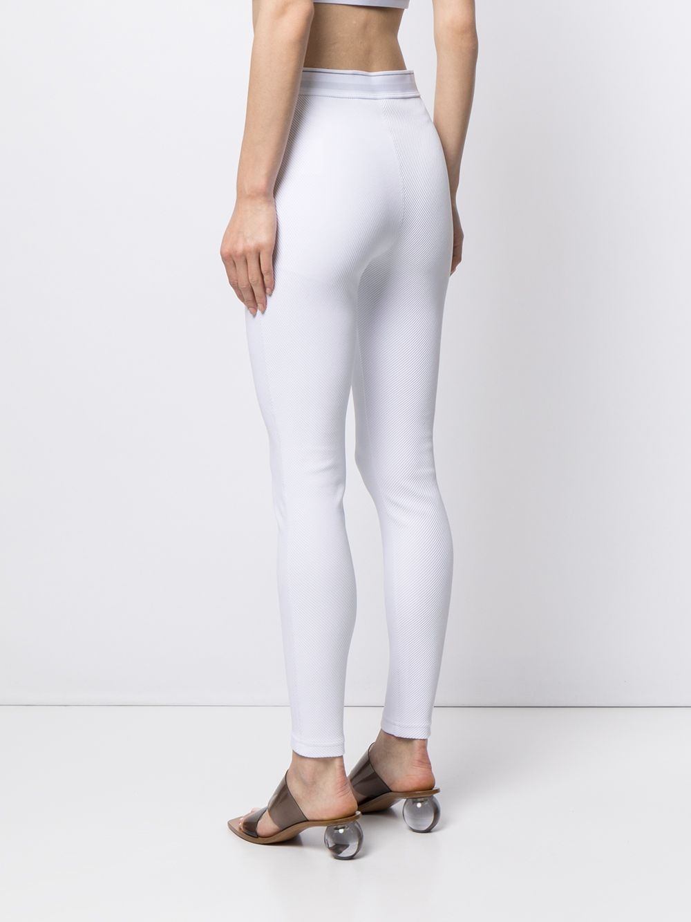 logo-tape ribbed leggings - 4