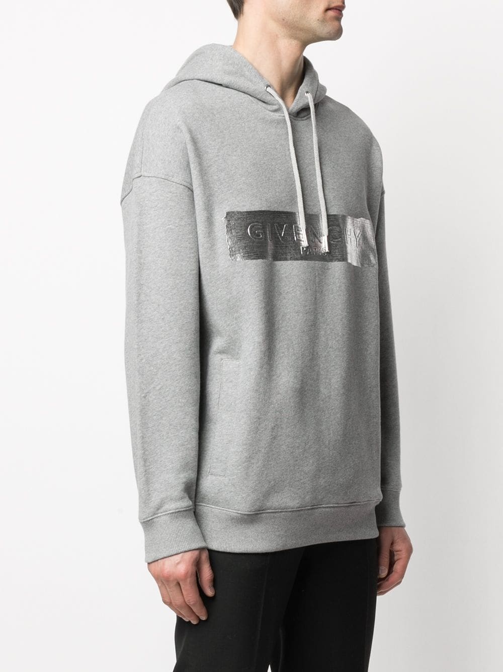 brushed logo cotton hoodie - 3