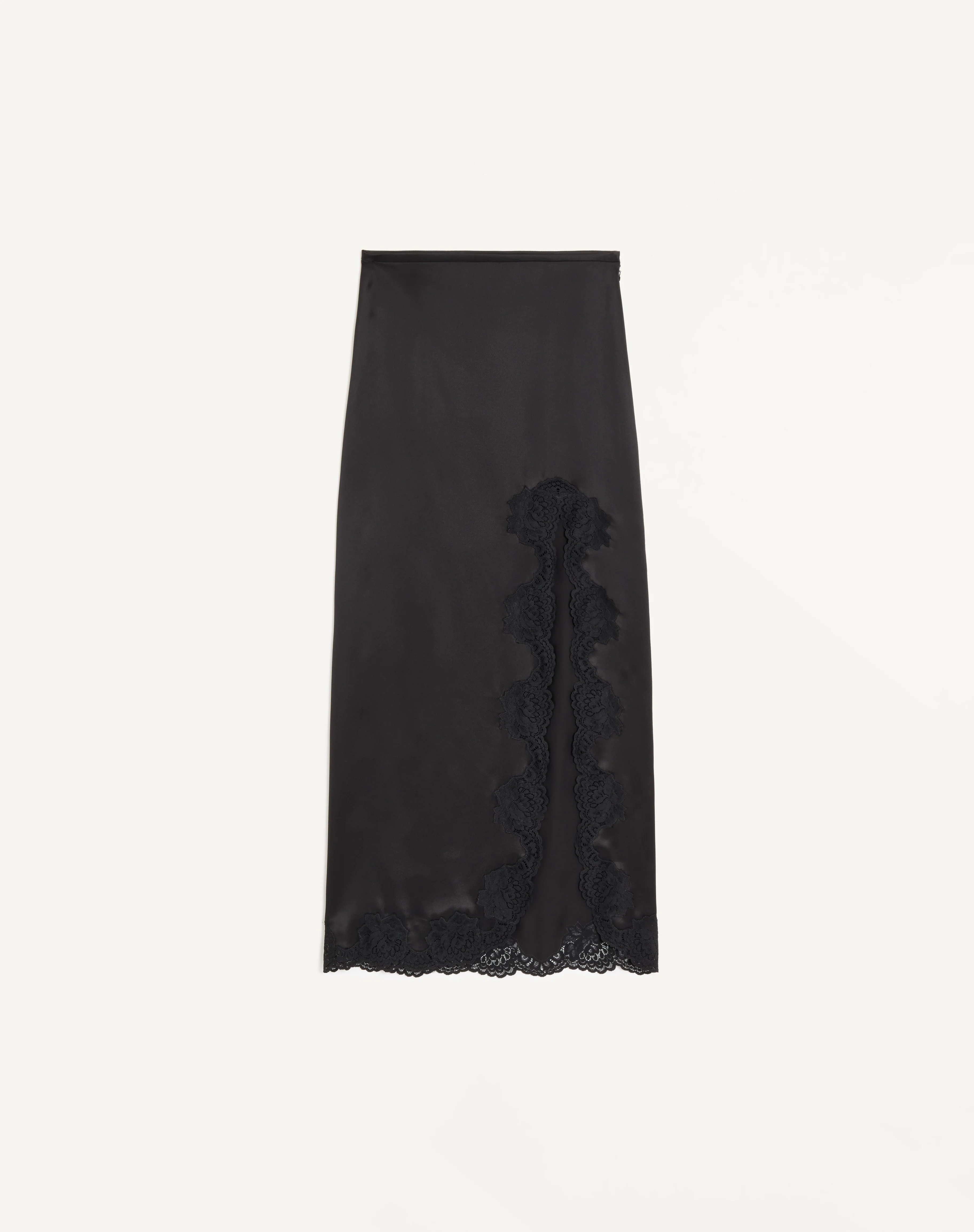 LONG SKIRT IN CREPE SATIN WITH LACE - 1