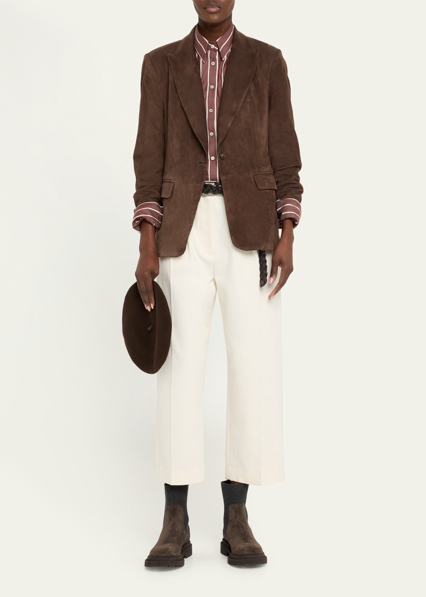 Suede Single-Breasted Blazer Jacket - 2