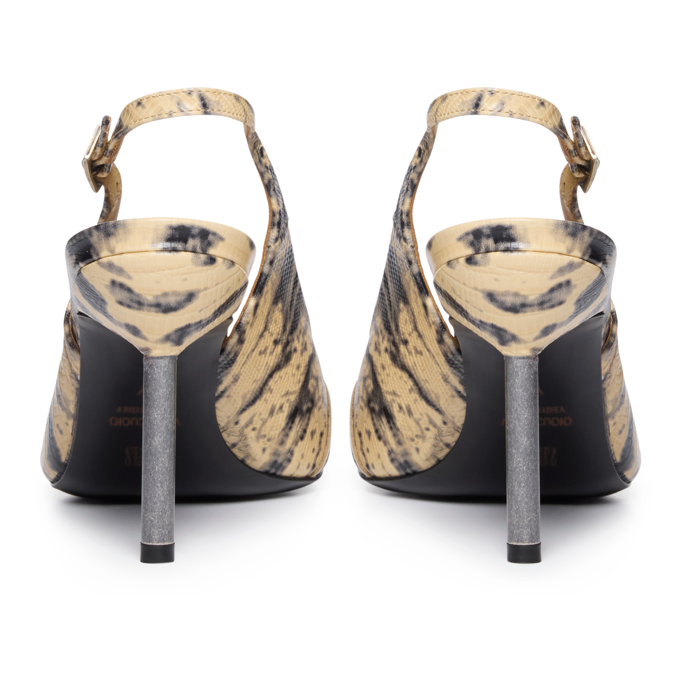 Carmine Lizard Embossed Leather Mules - 4