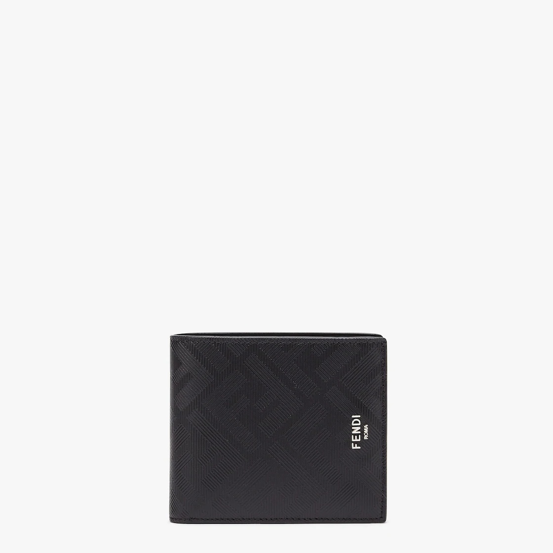 Wallet with eight interior card slots and two compartments for banknotes. Made of black leather with - 1