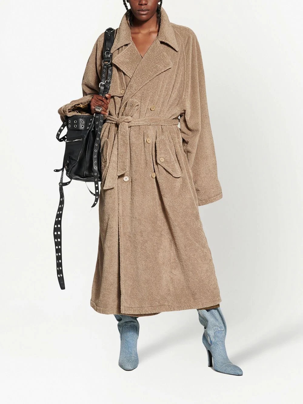 towelling-finish cotton trench-coat - 2