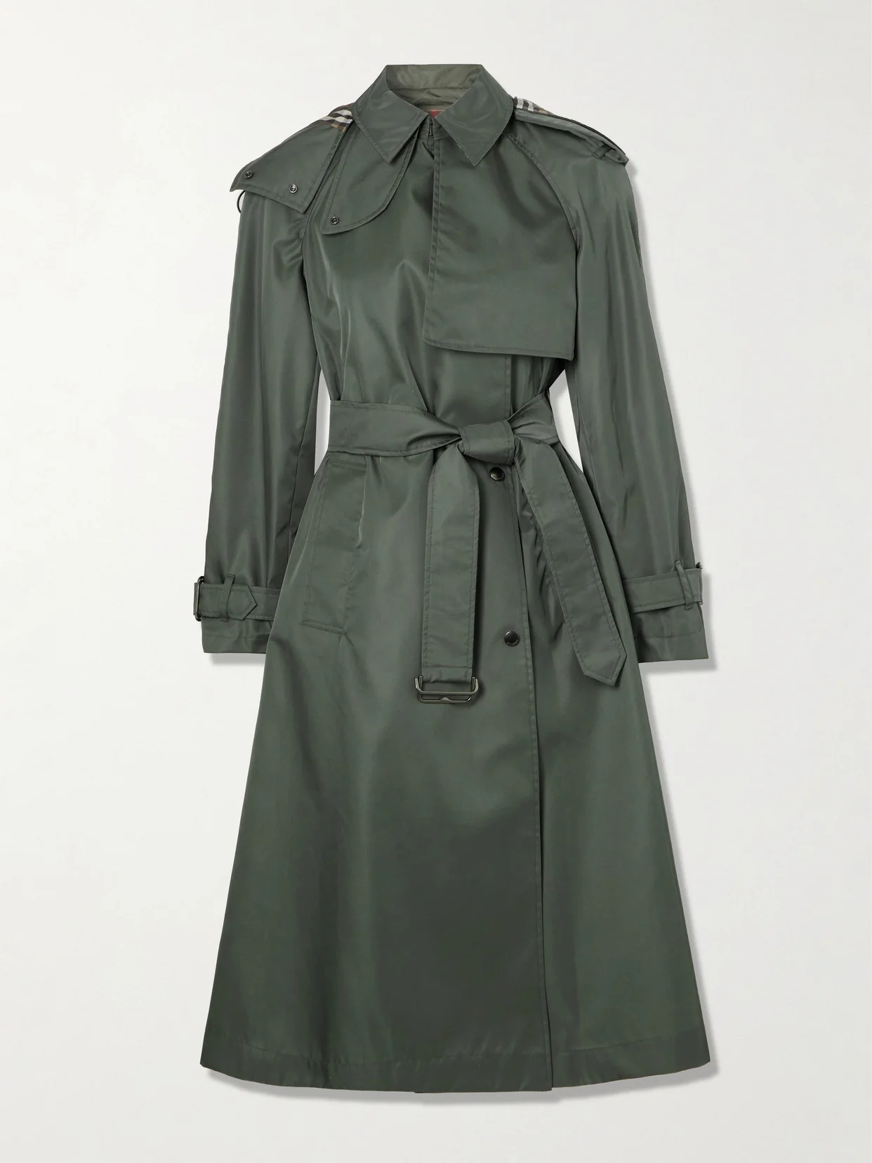 Belted Hooded Shell Trench Coat - 1