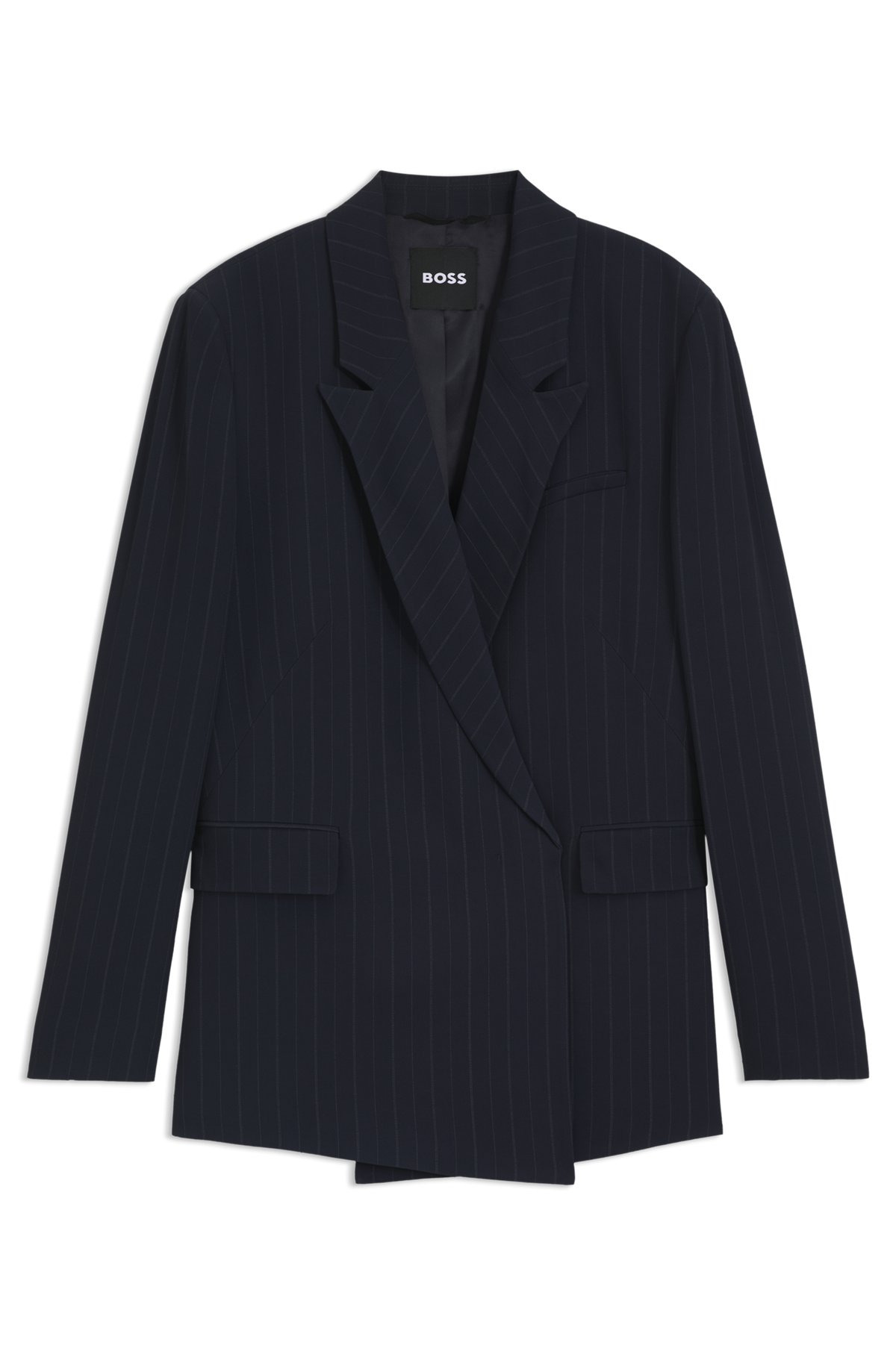 RELAXED-FIT PINSTRIPE BLAZER WITH CONCEALED CLOSURE - 1