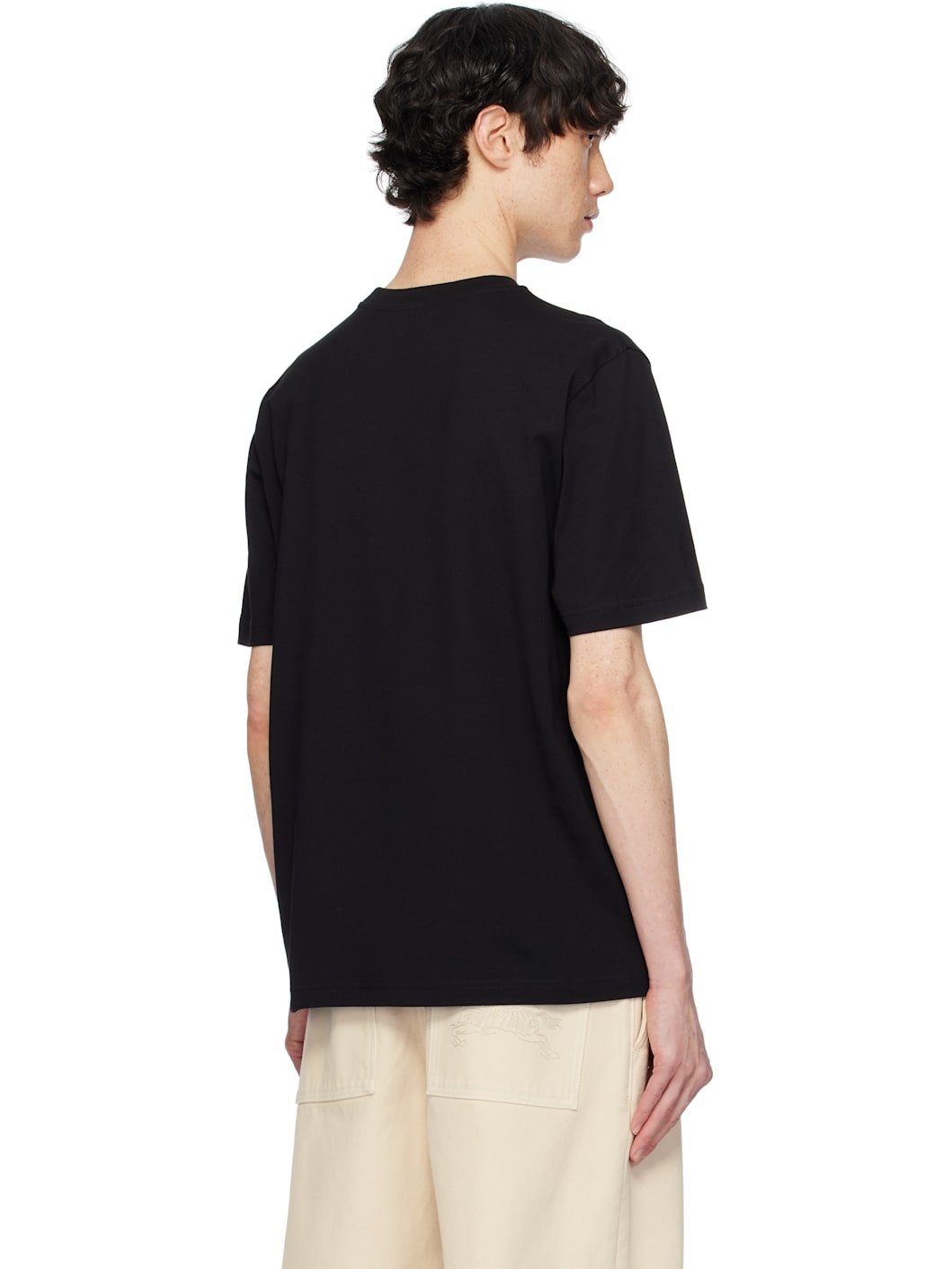 Black Embroidered Varsity Logo Cotton T-shirt - 3