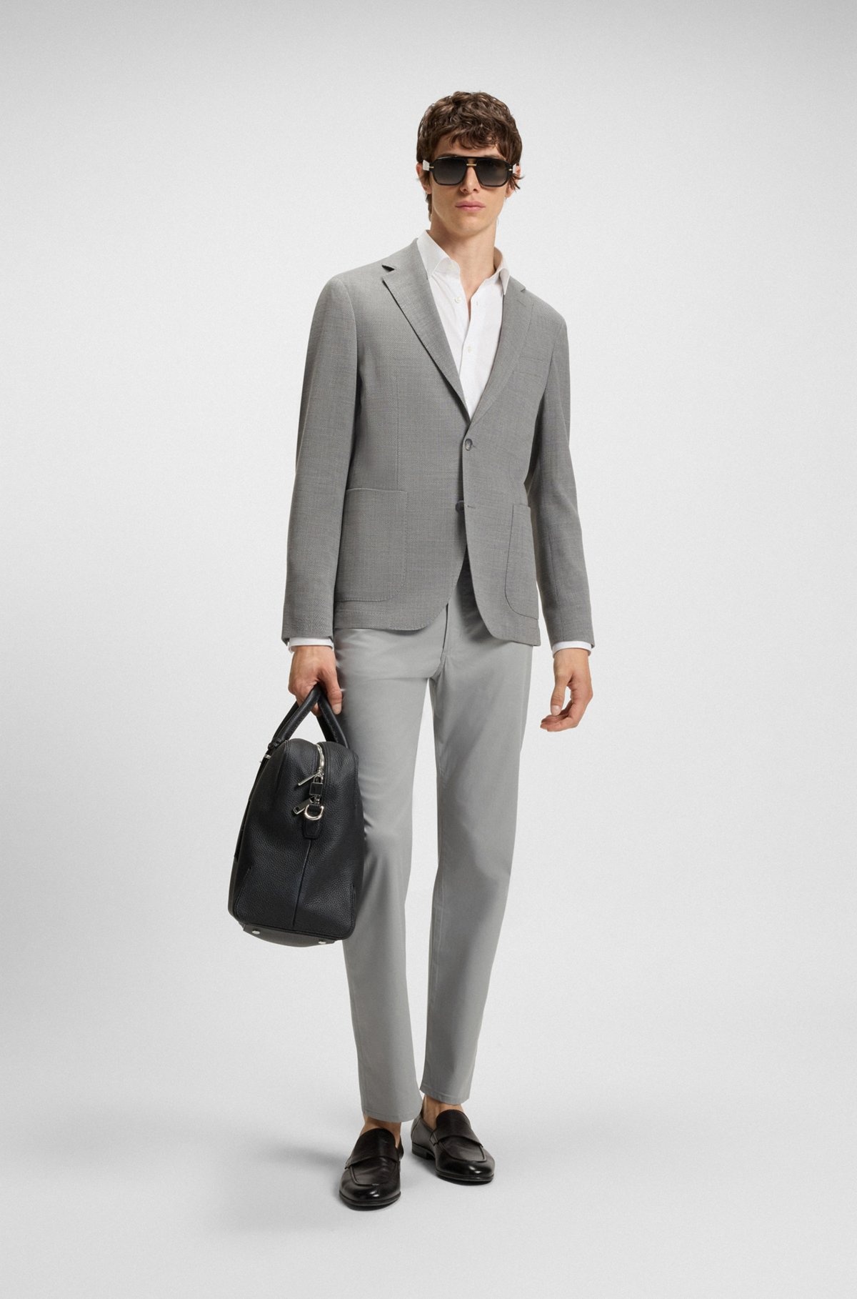 SLIM-FIT TROUSERS IN COTTON, SILK AND STRETCH - 3