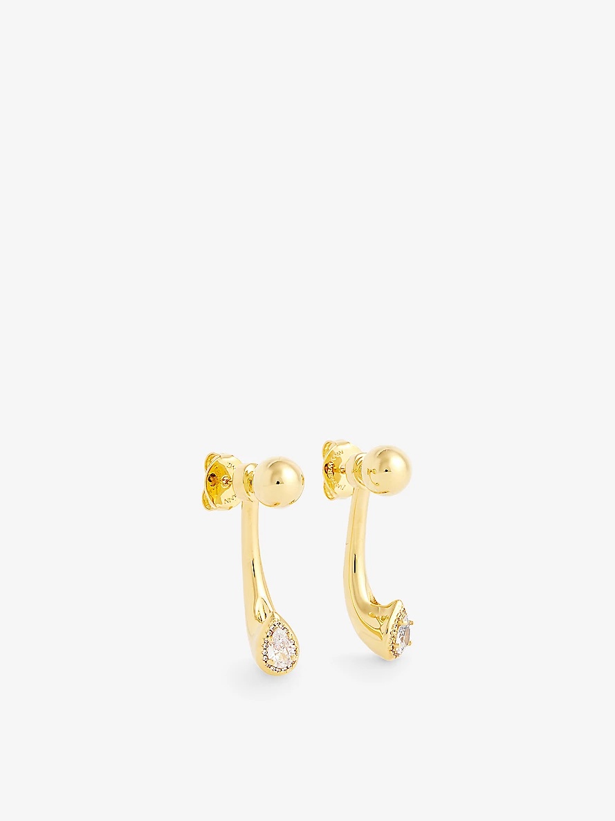 Radiant 12ct yellow gold plated-brass earrings - 3