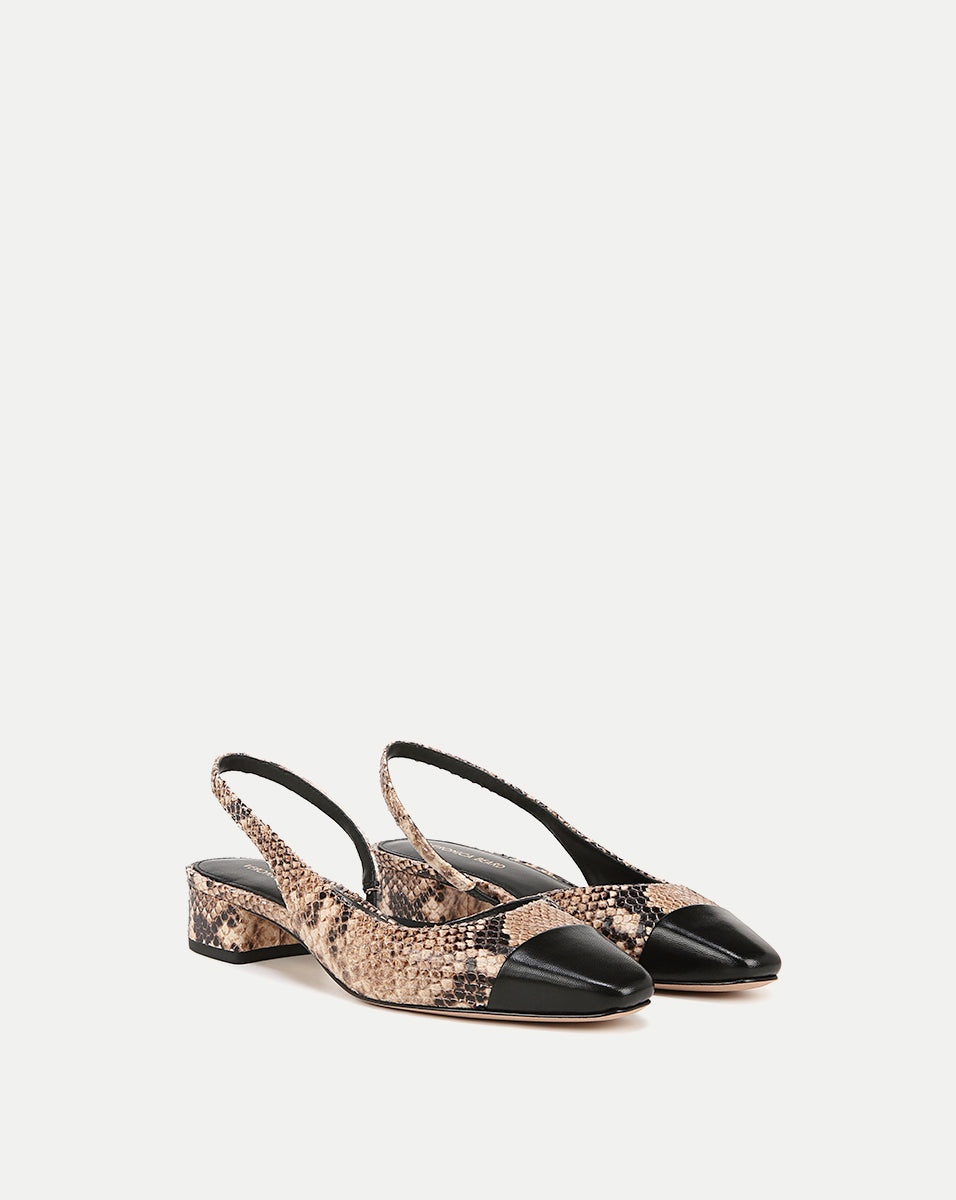 CECILE SNAKESKIN-EMBOSSED SLINGBACK - 2