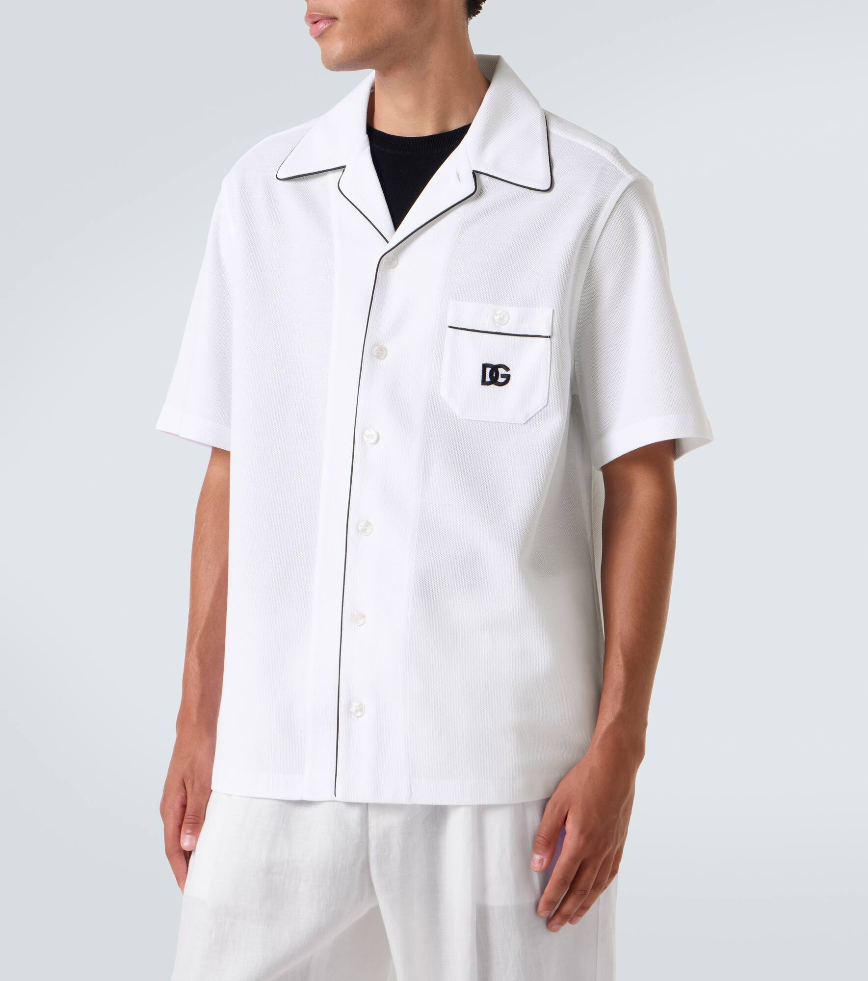 DG cotton and silk piqué bowling shirt - 3