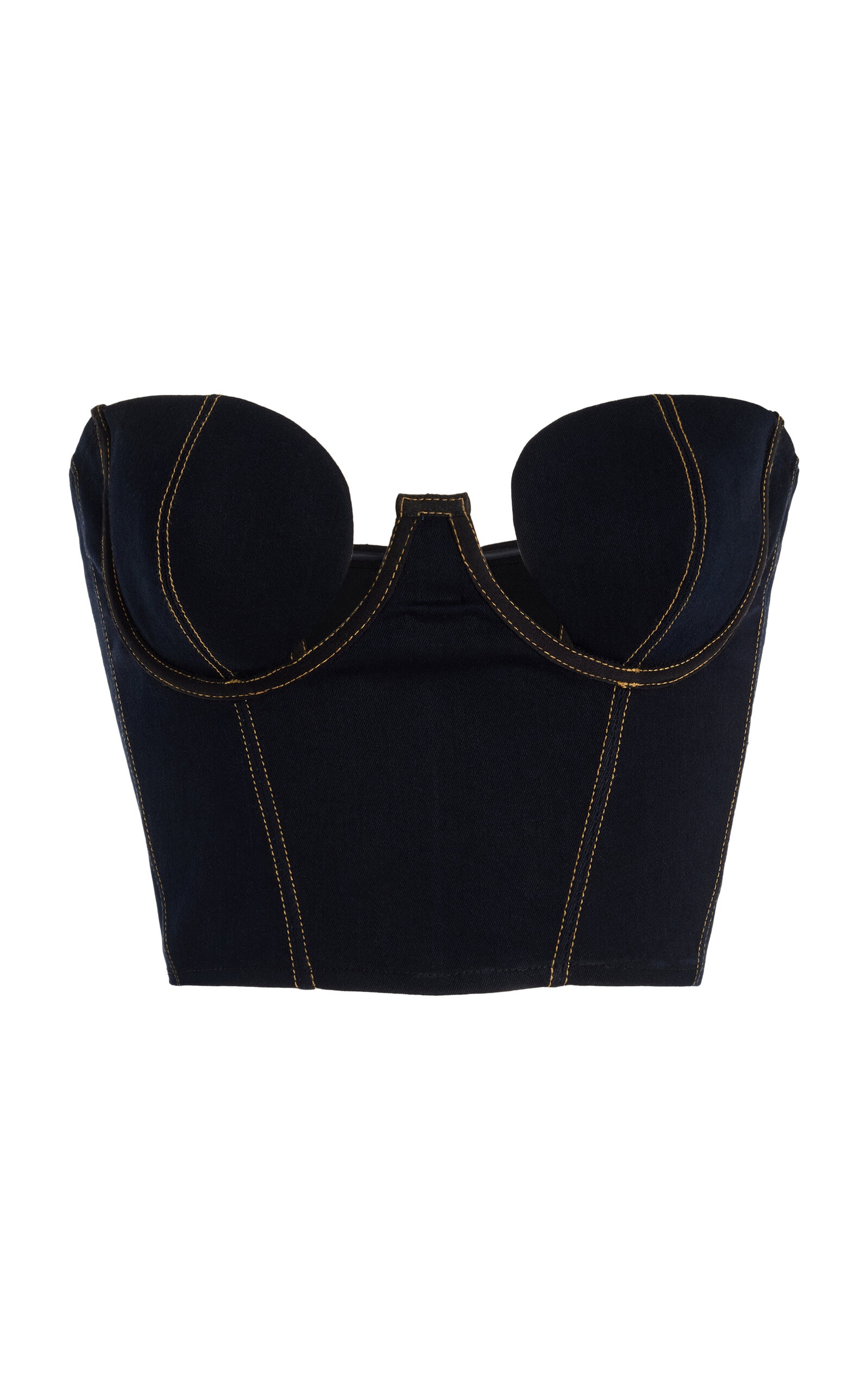 Cropped Denim Corset Top black - 1