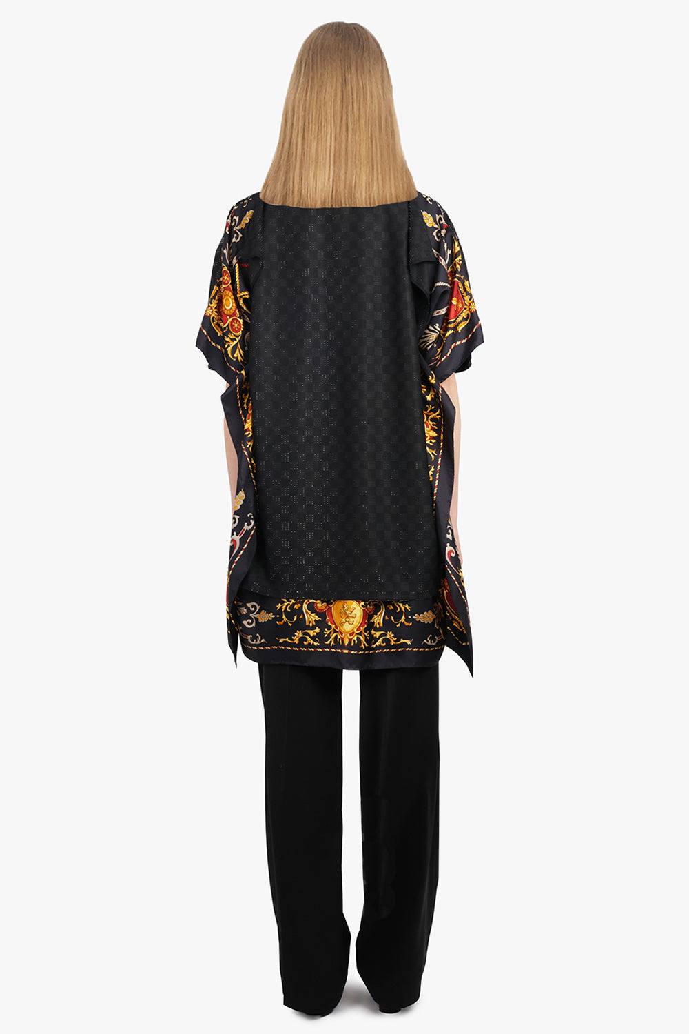 GLITTER S/S TOP X VERSACE SCARF PRINT BACK | BLACK/YELLOW/RED - 5