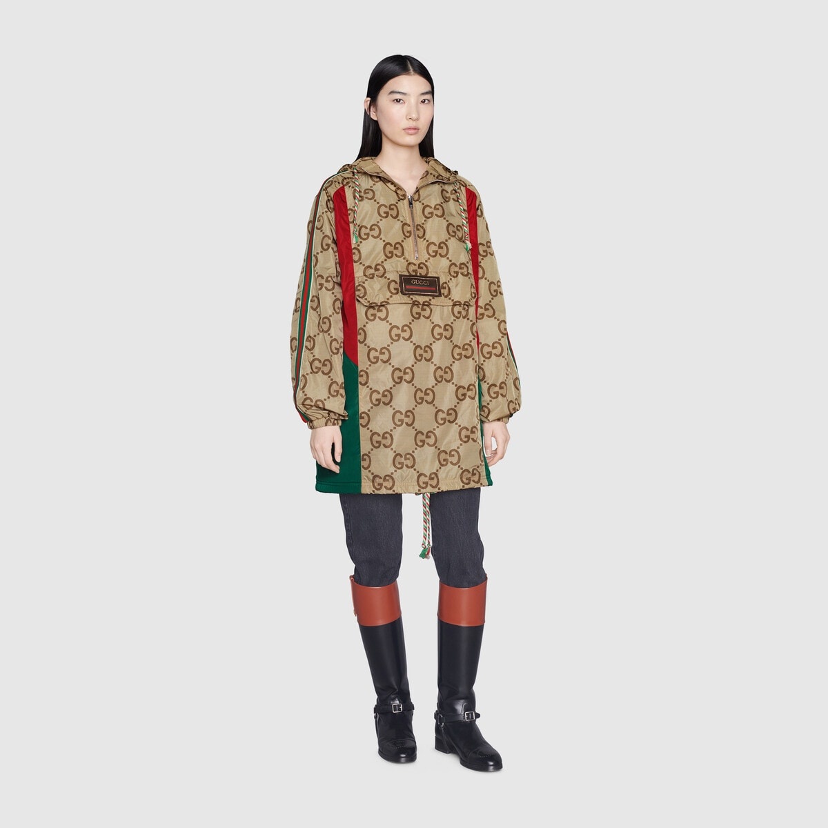 Gucci Tiger jumbo GG anorak coat with Web - 3