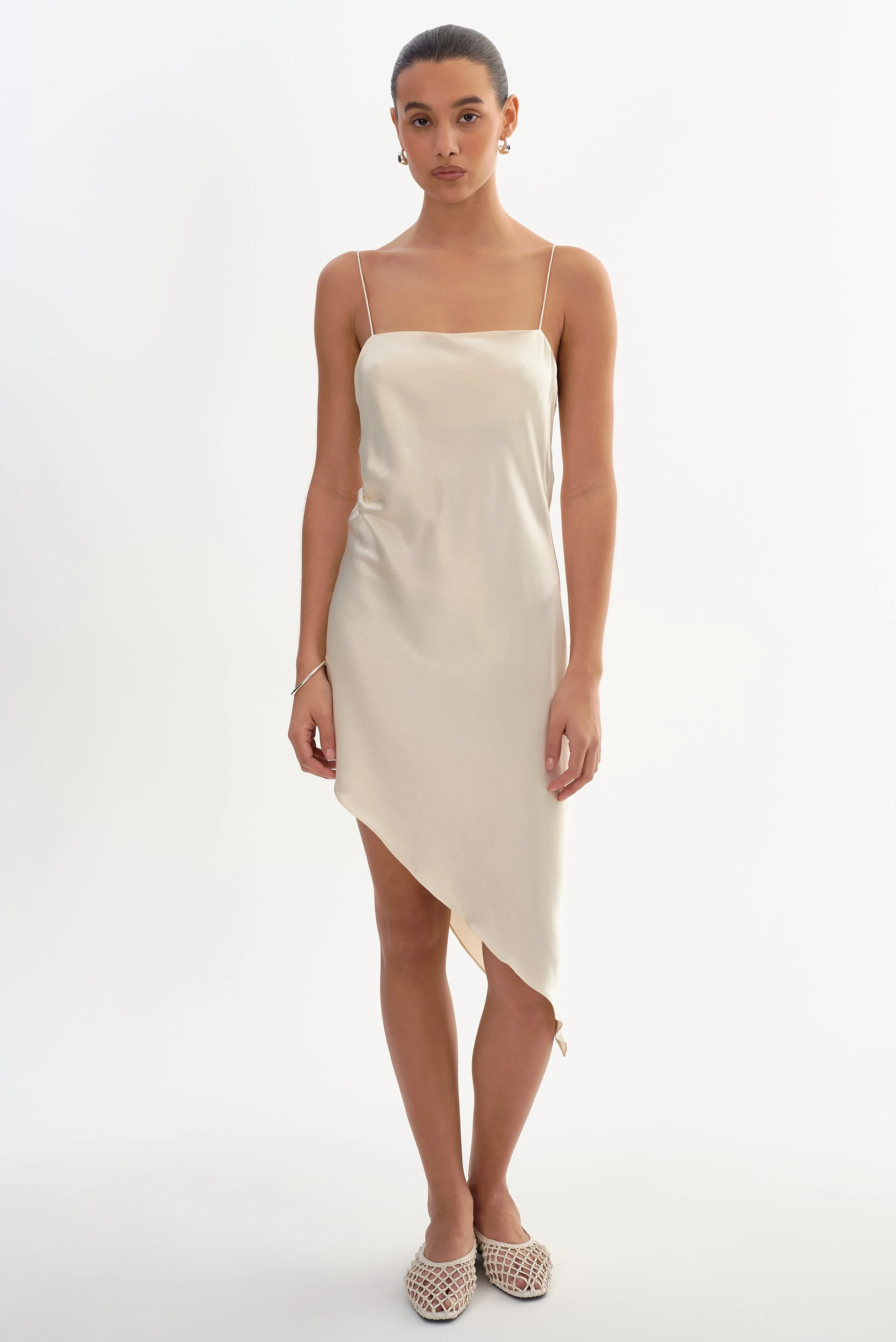 ASHLEY | Asymmetric Satin Dress - 1