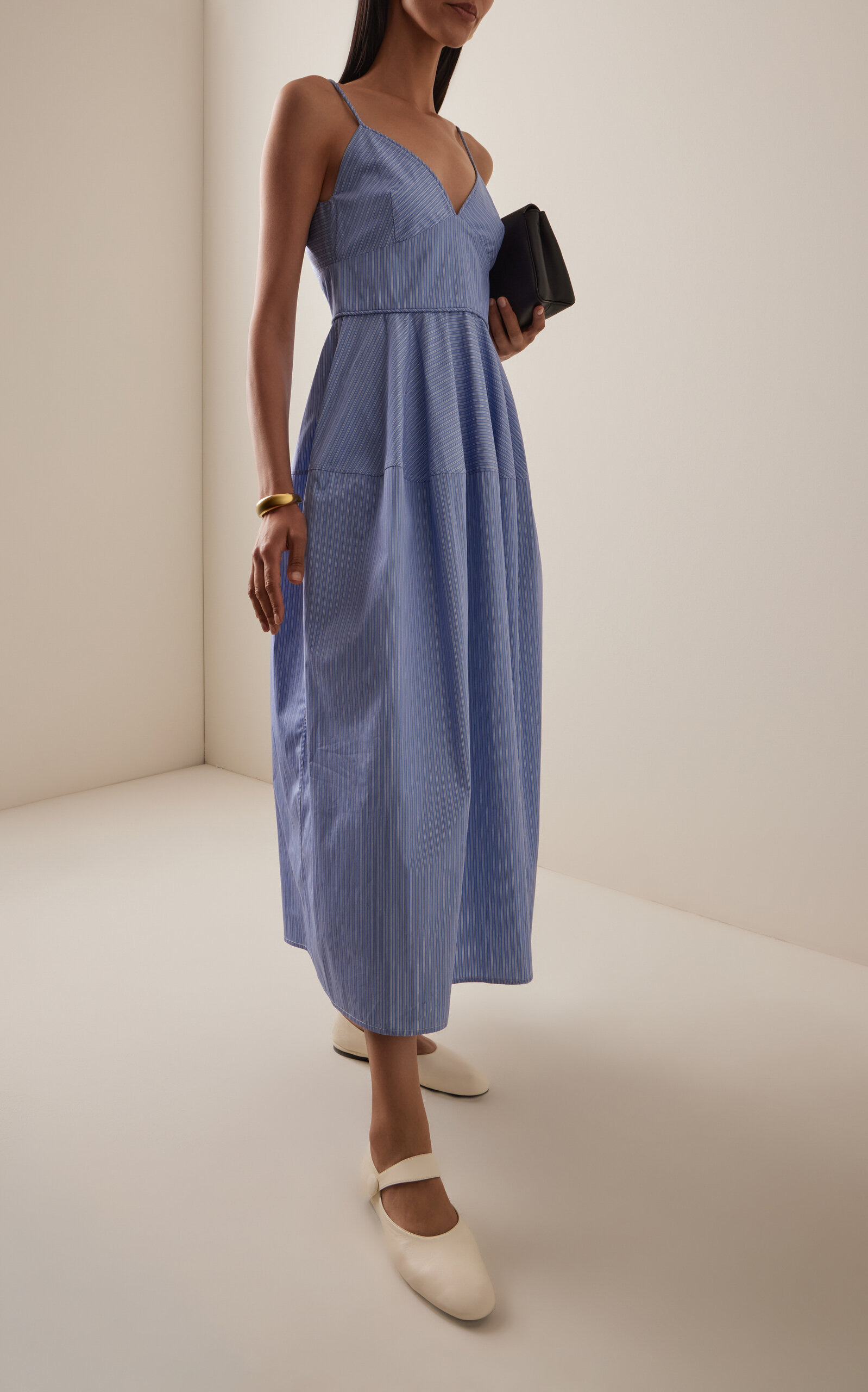 Striped Cotton Camisole Dress blue - 2