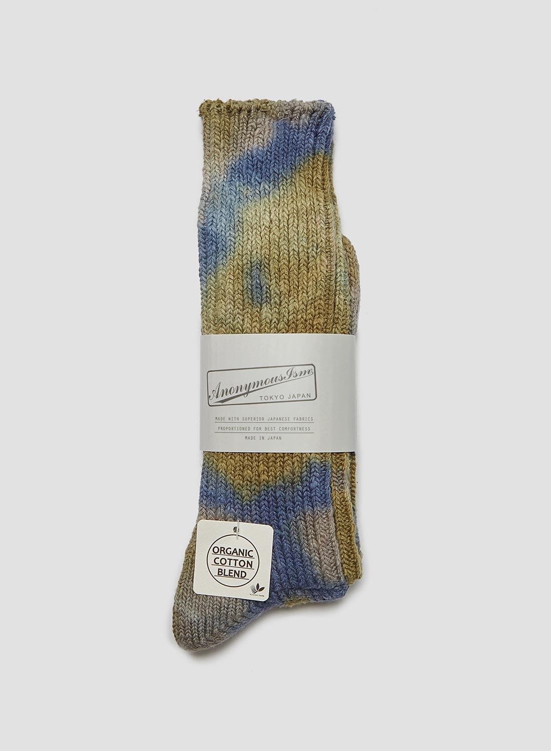 Anonymous Ism L/G Organic Crew Sock in Khaki/Dark Indigo - 1