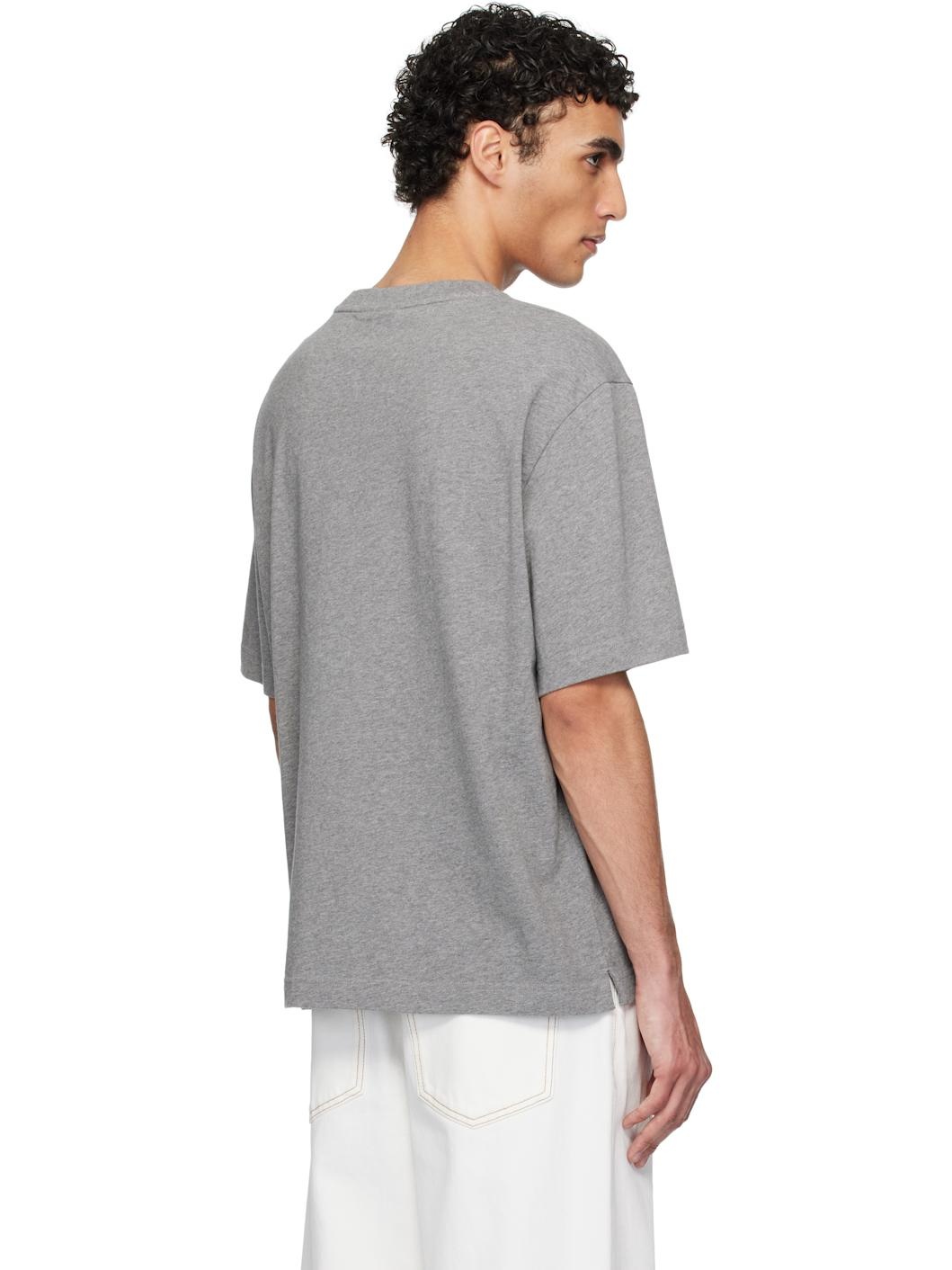 Gray '' Line Handwriting Oversize T-shirt - 3