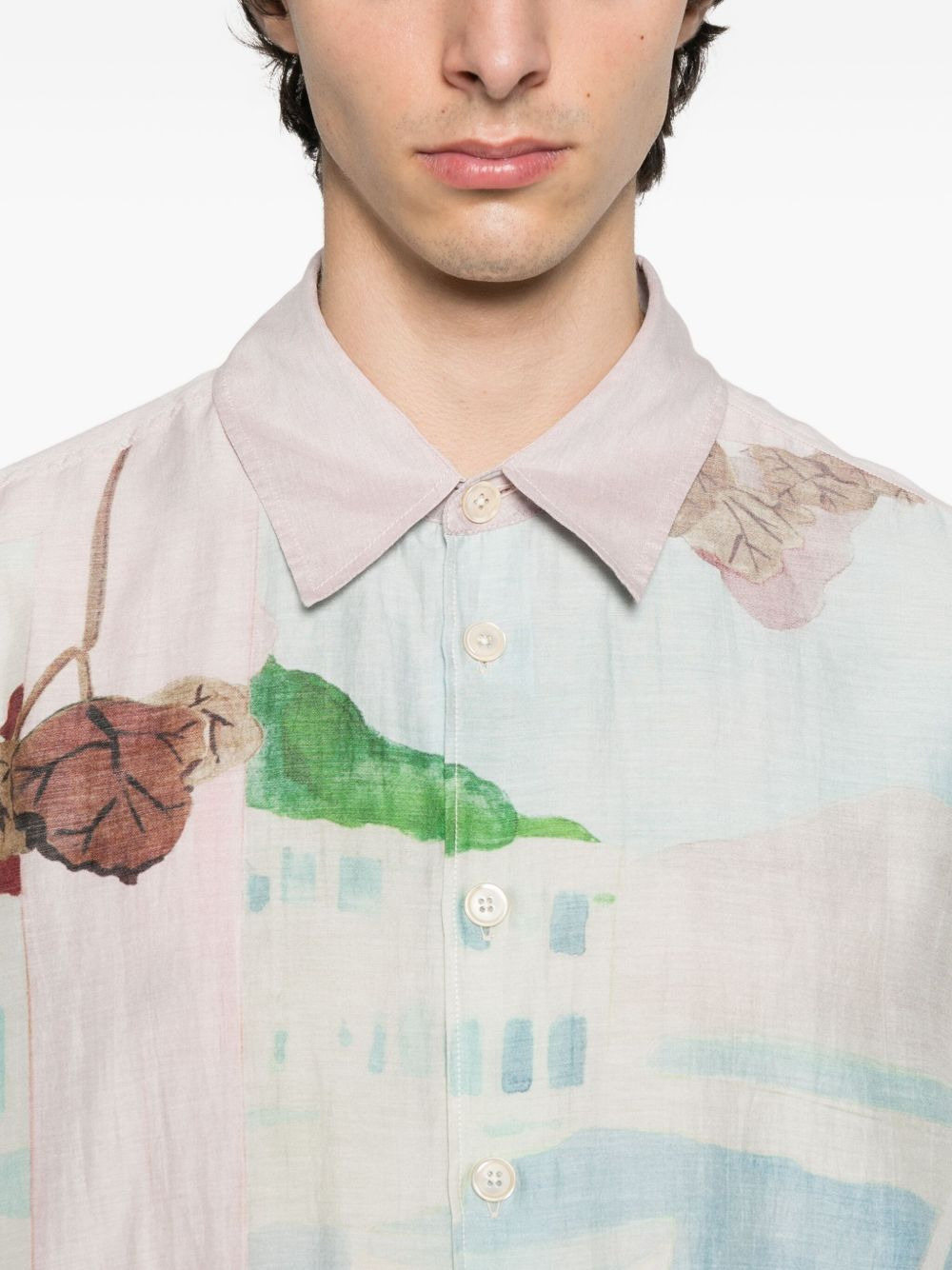 marina vista print short-sleeved shirt - 5