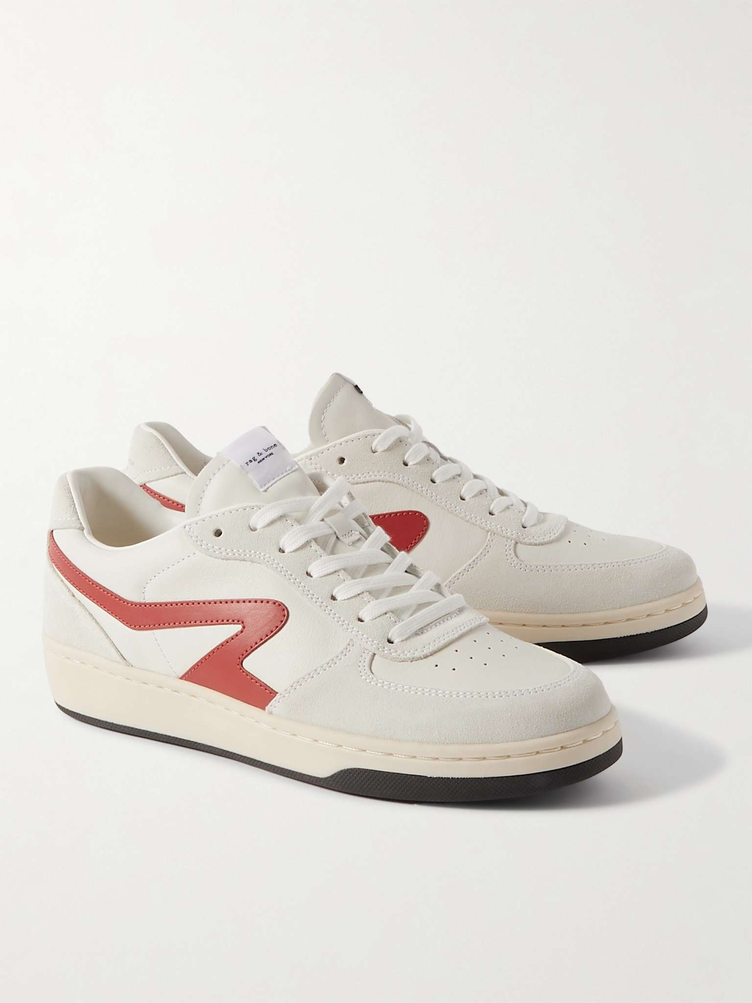 Retro Court Suede-Trimmed Leather Sneakers - 4