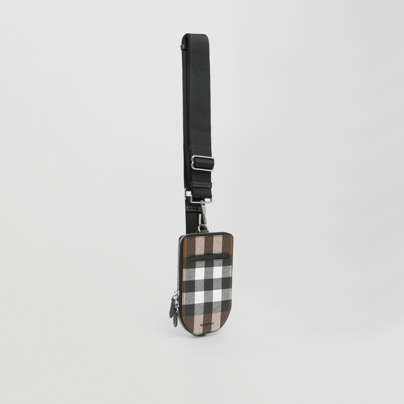 Check and Leather Crossbody Phone Case 7