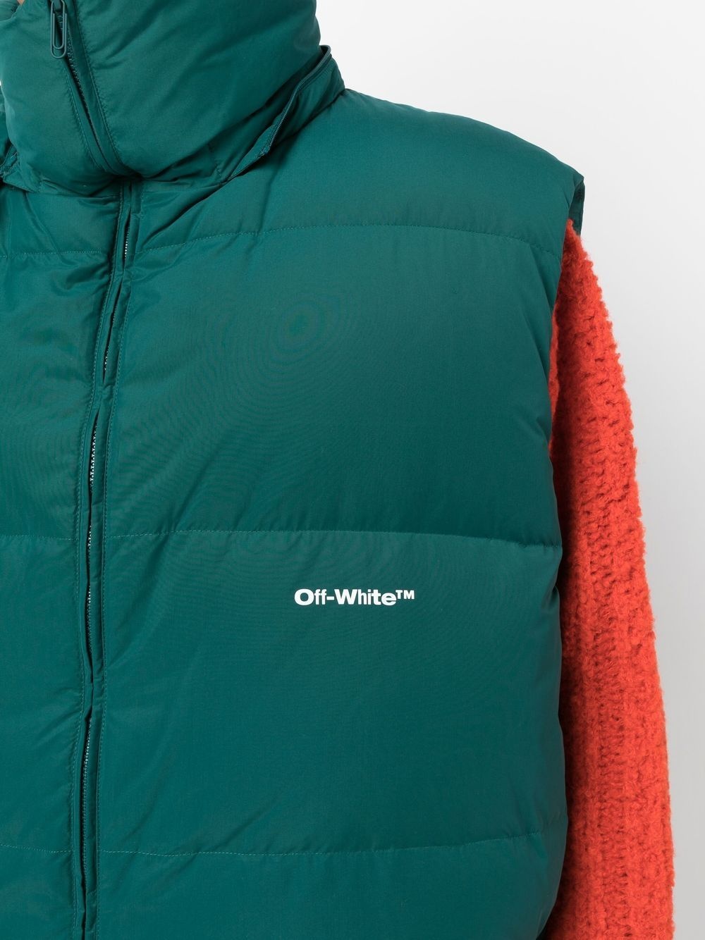 logo-print padded hooded gilet - 5