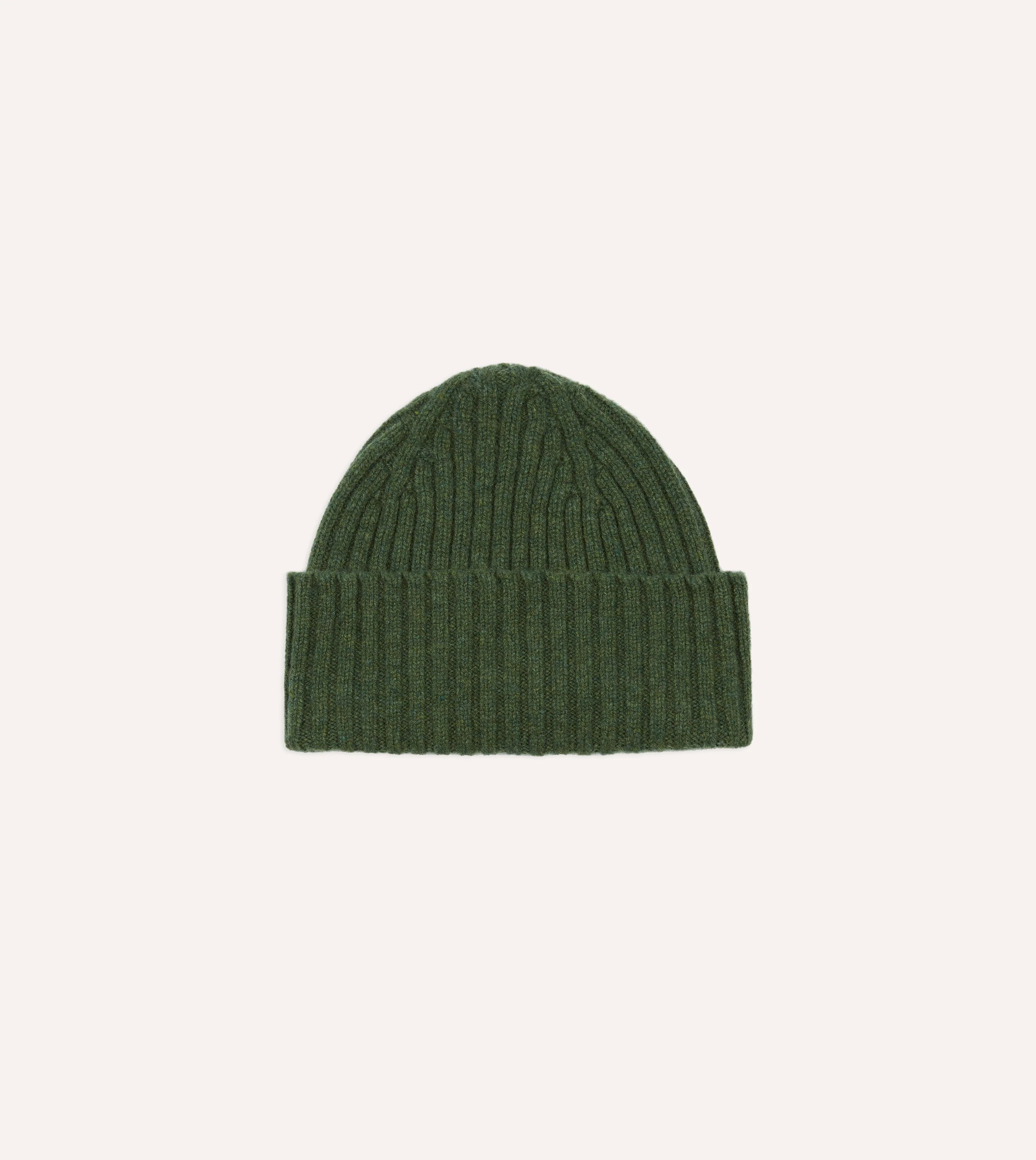 Green Lambswool Ribbed Knit Cap - 1