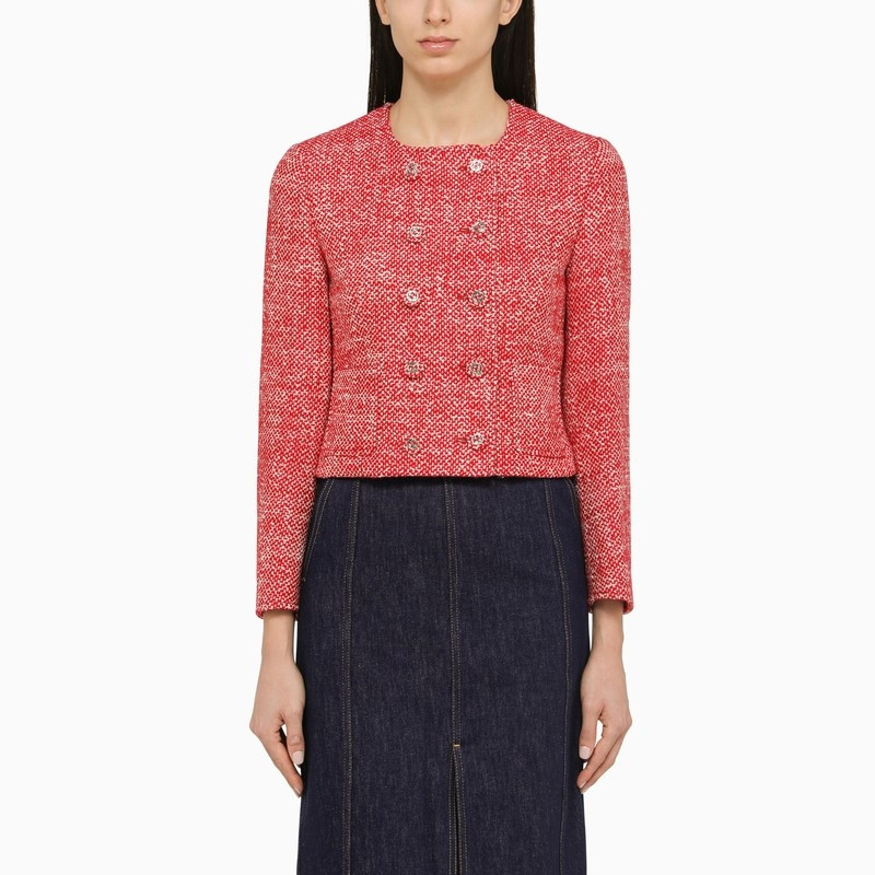 Gucci Red/White Tweed Double-Breasted Jacket Women 1