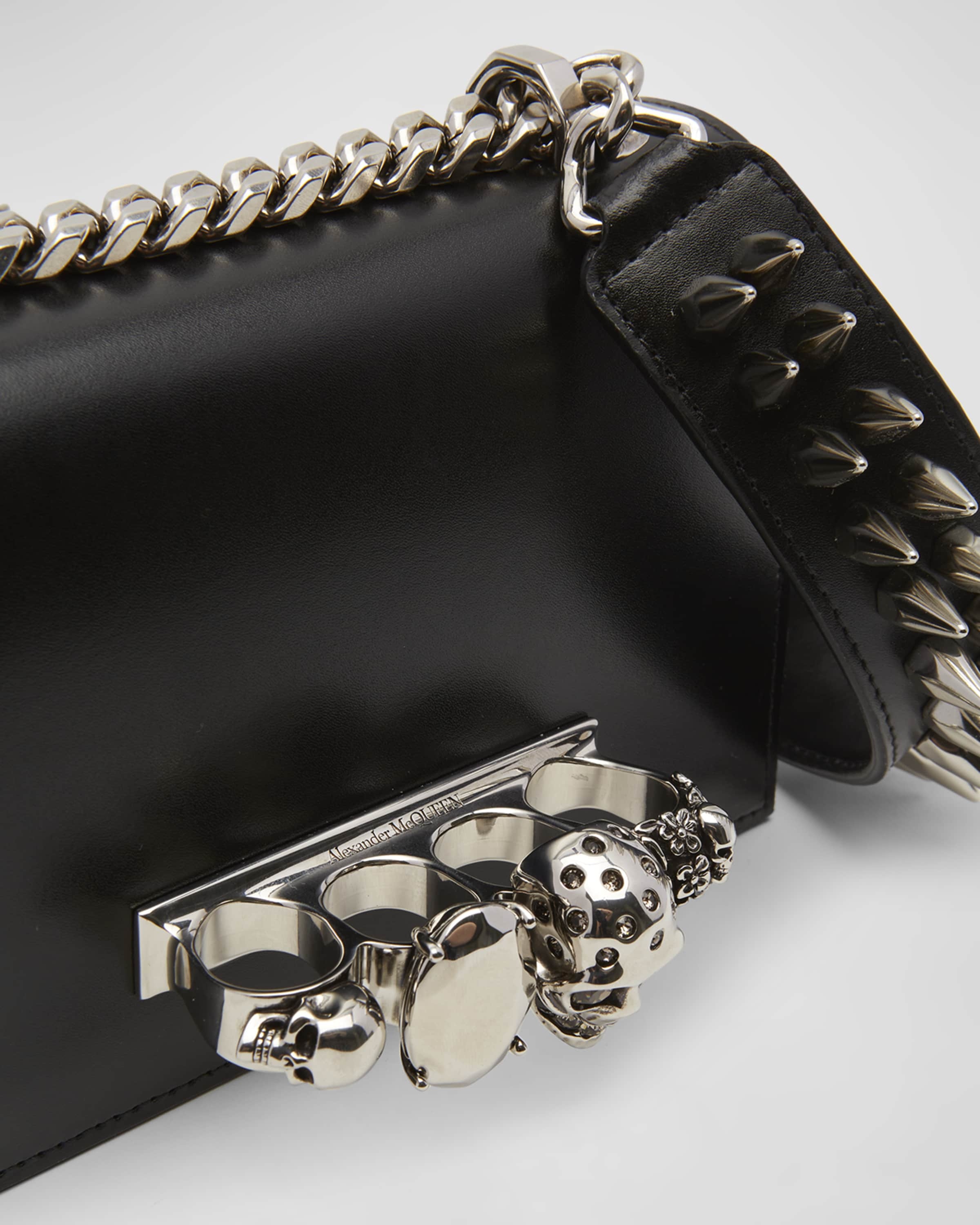 Alexander McQueen Mini Skull Spike Leather Shoulder Bag