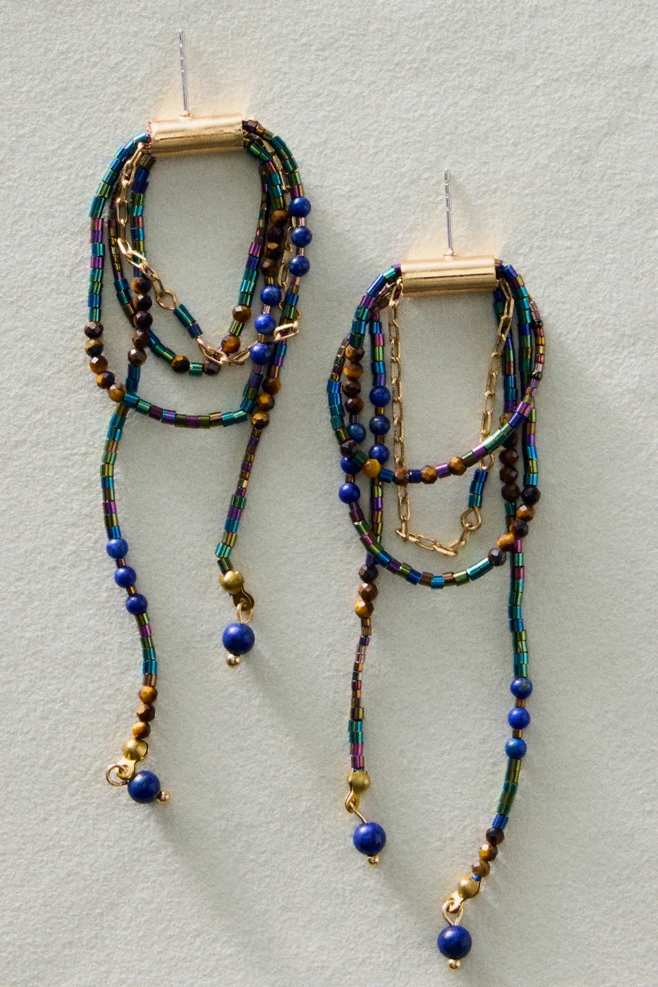 Muse Semi-Precious Stone Beaded Dangle Earrings - 1