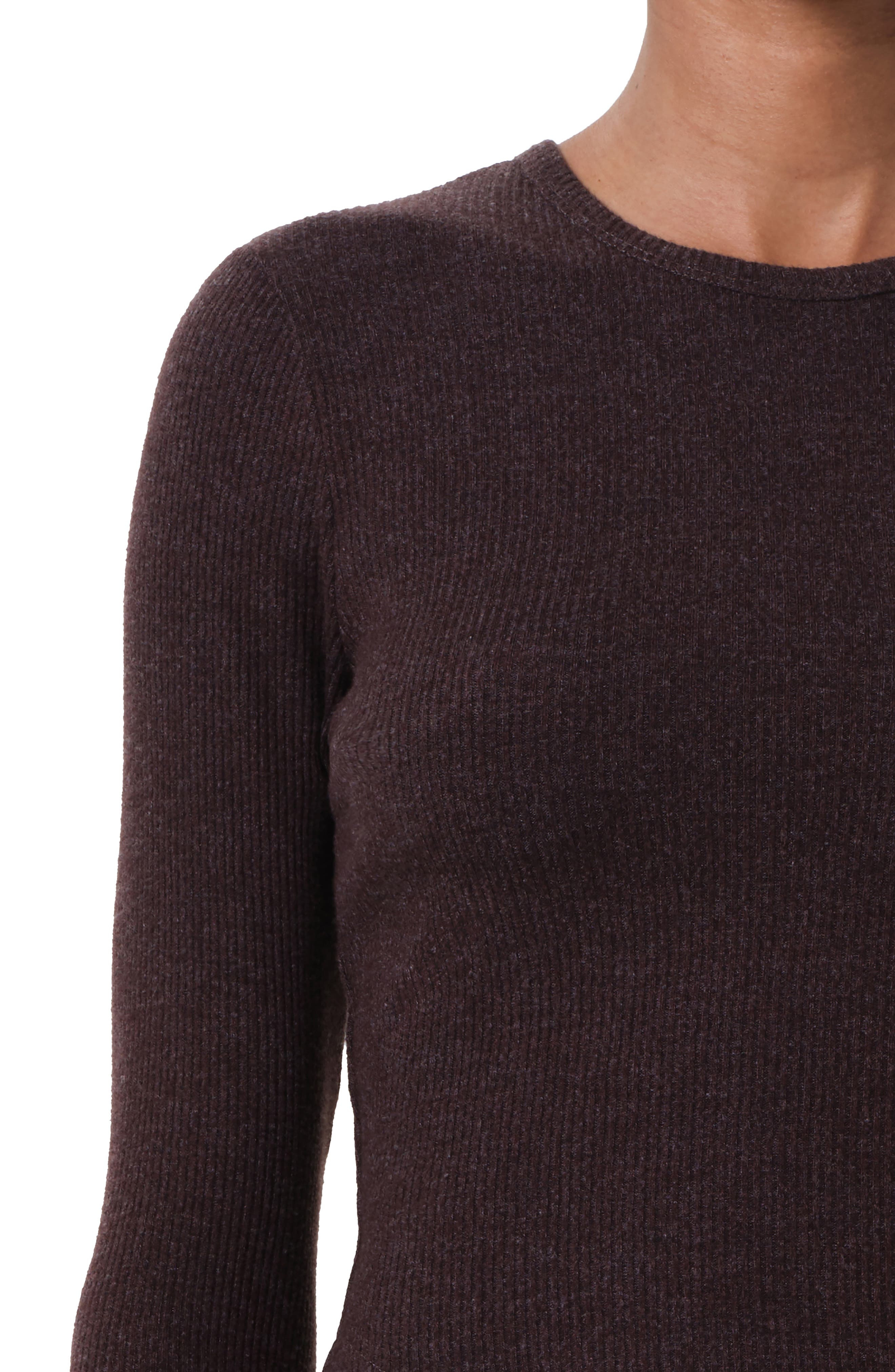 AGOLDE Neema Ribbed Long Sleeve T-Shirt in Root Dark Burgandy at Nordstrom - 4